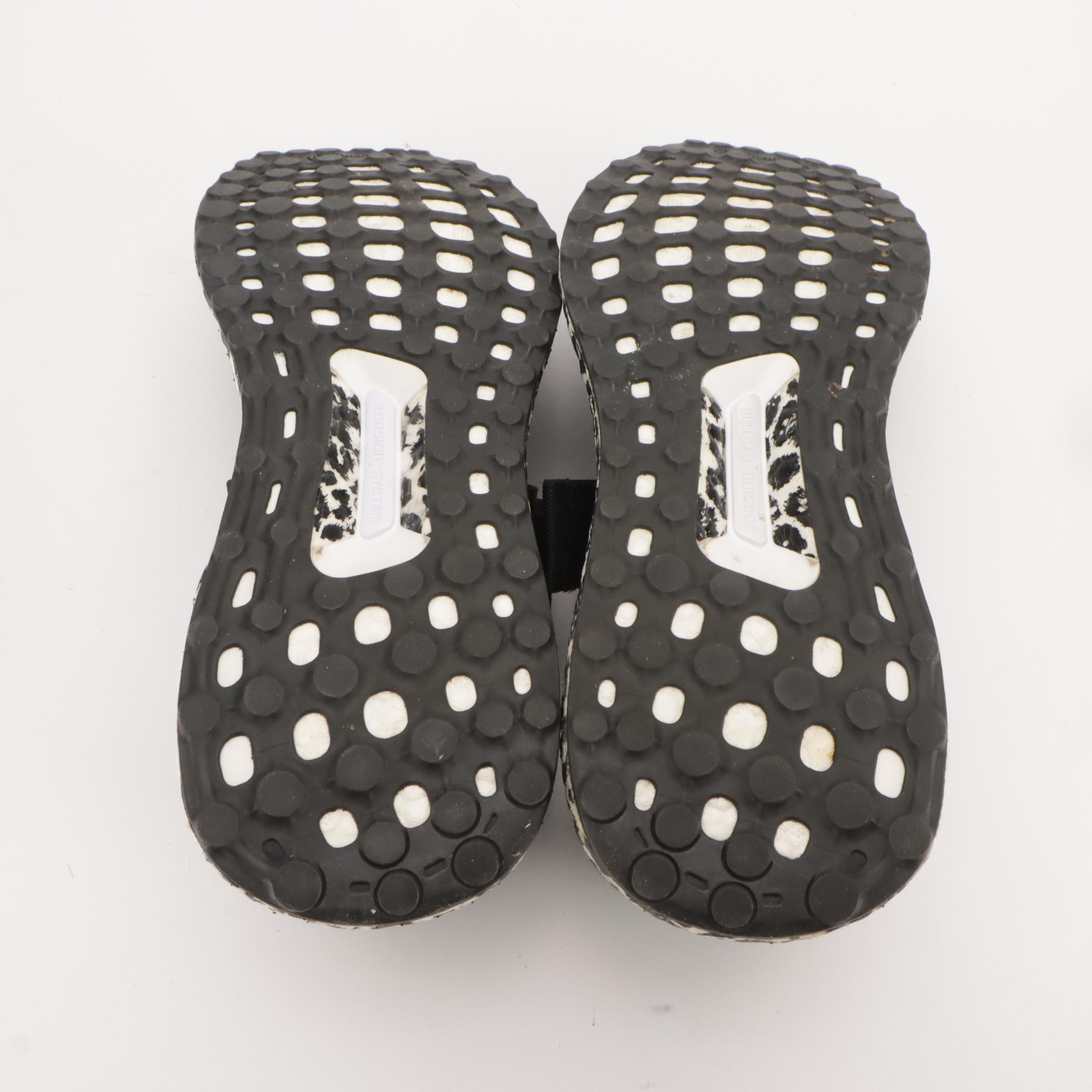 Stella McCartney x Adidas Ultra Boost Black Knit and Leopard Print Sneakers