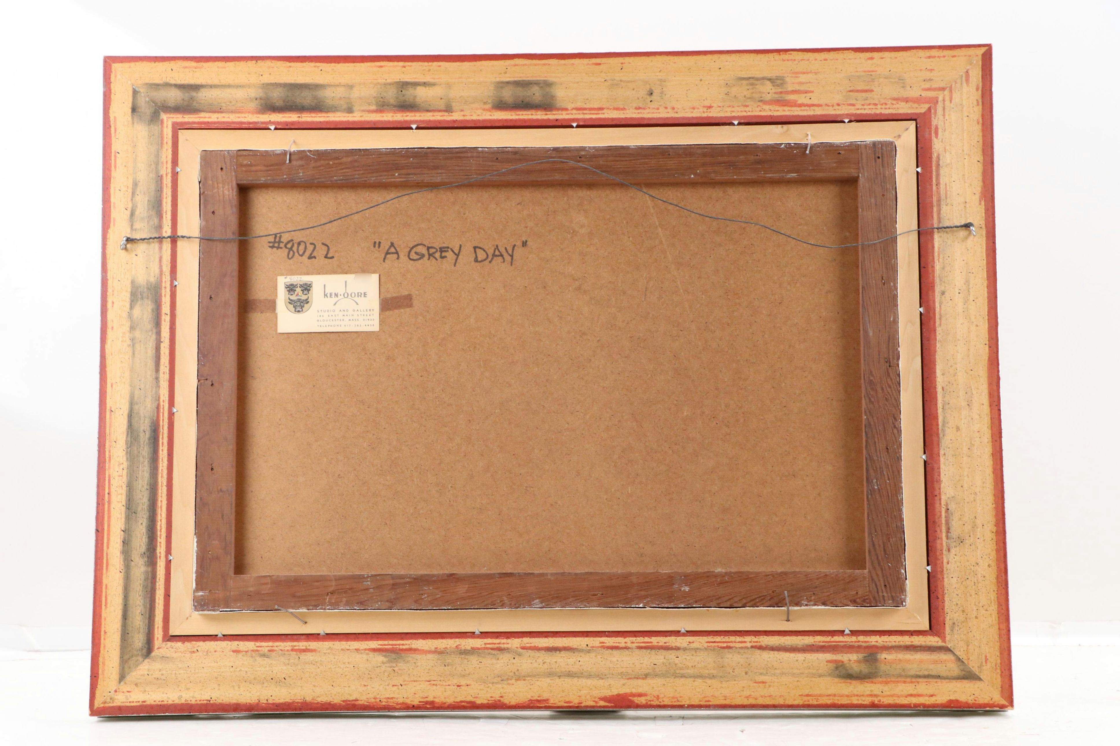 Ken Gore Impasto Seascape Oil Painting "A Grey Day," Mid to Late 20th Century