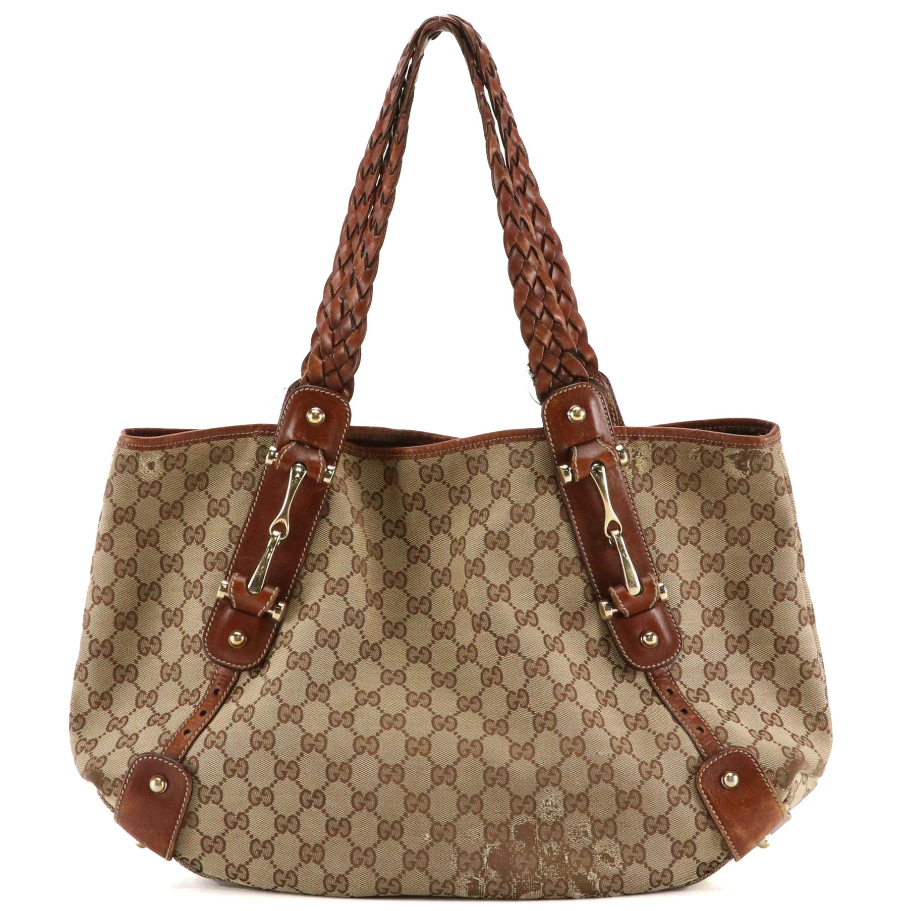 Gucci Pelham Braided-Strap Shoulder Bag in GG Canvas and Leather Trim