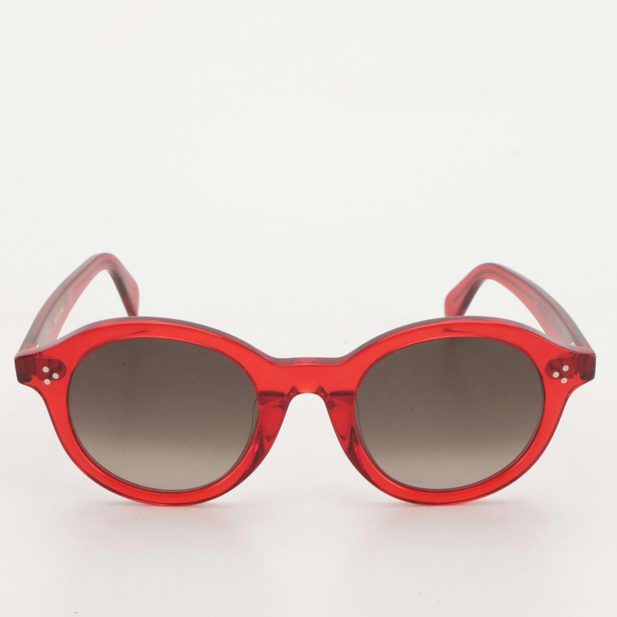 Céline CL40034F 66K Red Round Sunglasses with Friedrich's Ostrich Leather Case