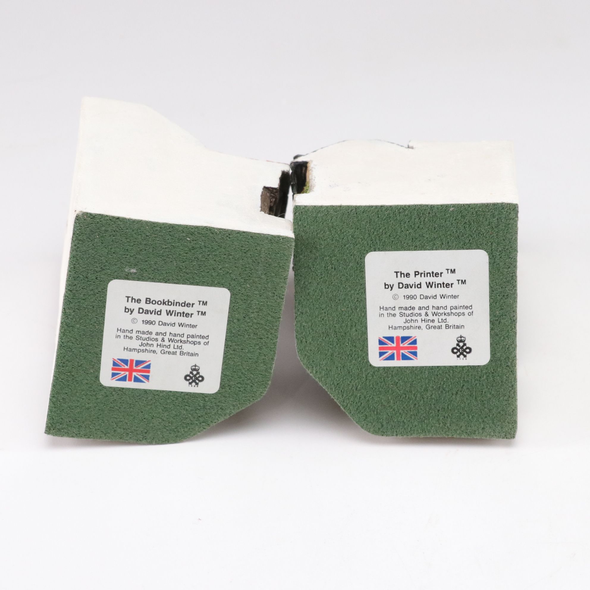 David Winter "The Printer" and "The Bookbinder" Bookends with Cottages