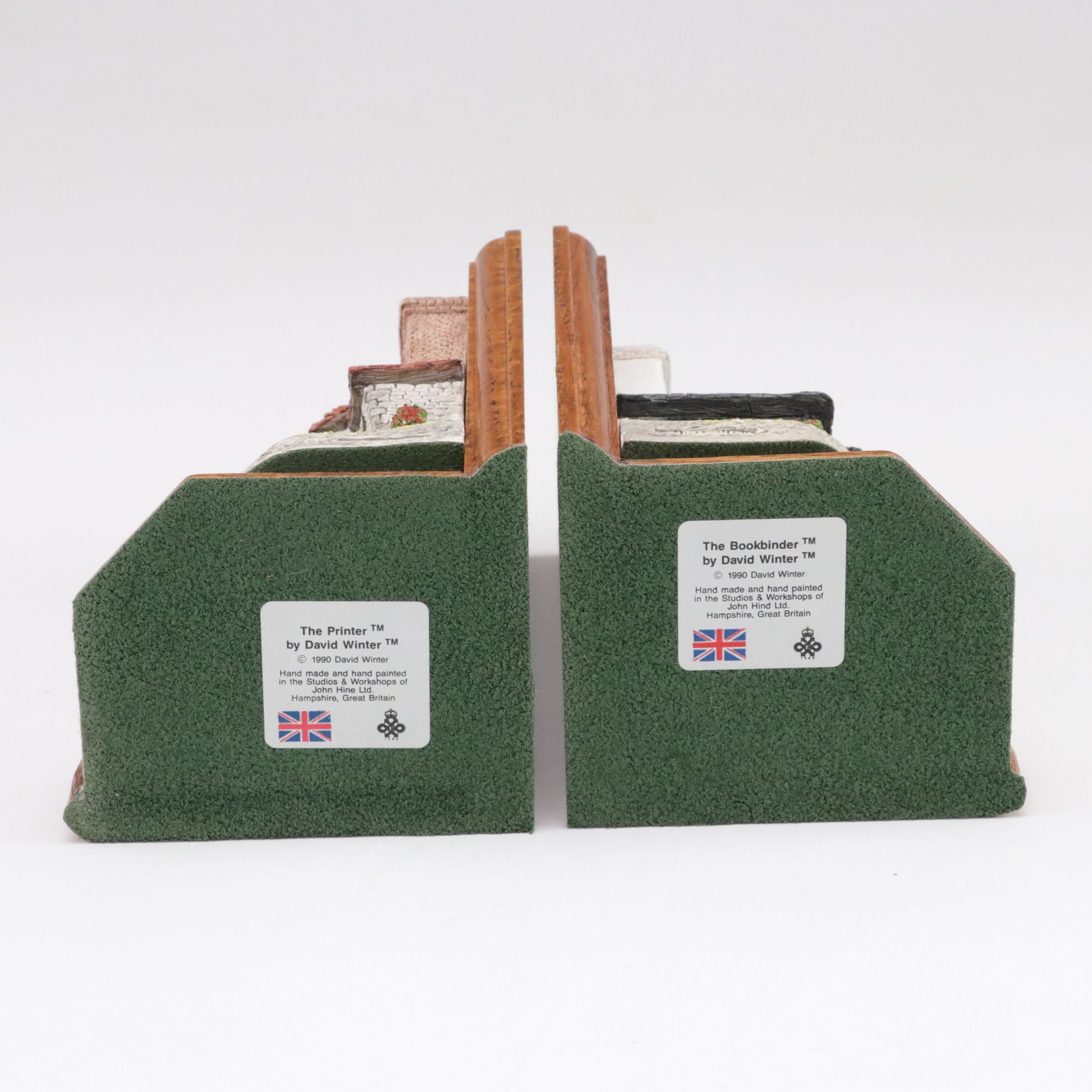 David Winter "The Printer" and "The Bookbinder" Bookends with Cottages