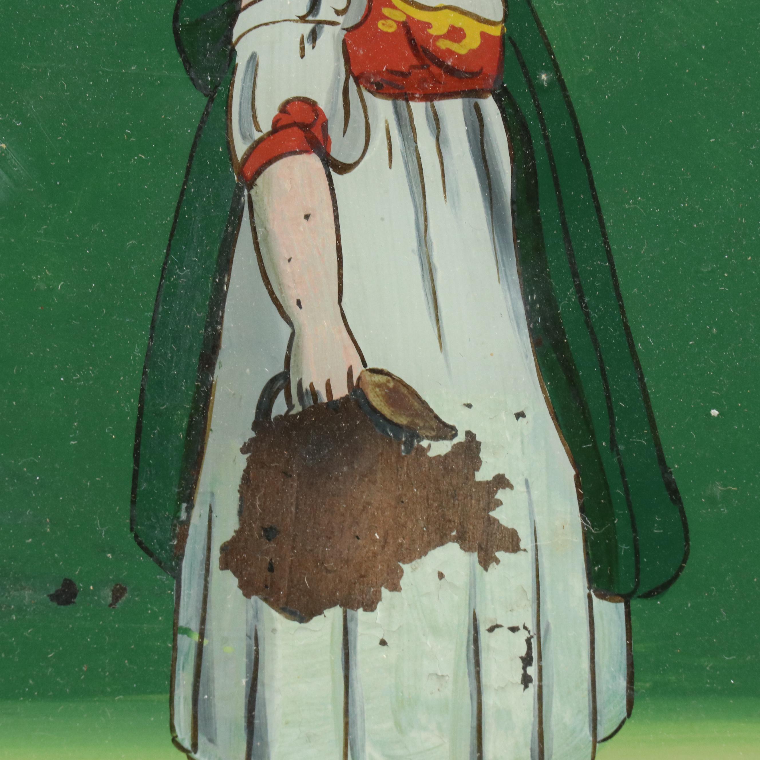 American Empire Style Giltwood Trumeau Mirror with Reverse Painted Glass Panel