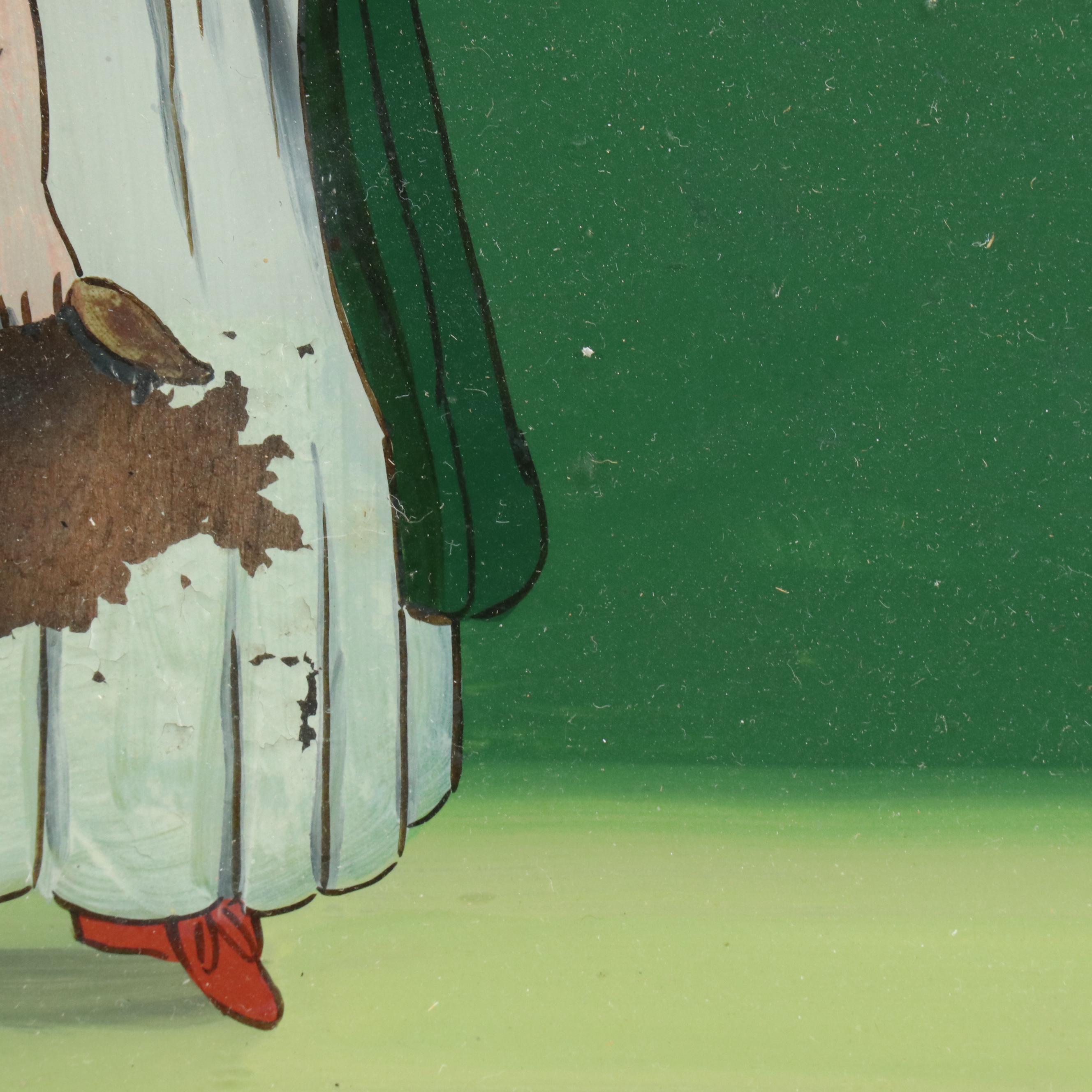 American Empire Style Giltwood Trumeau Mirror with Reverse Painted Glass Panel