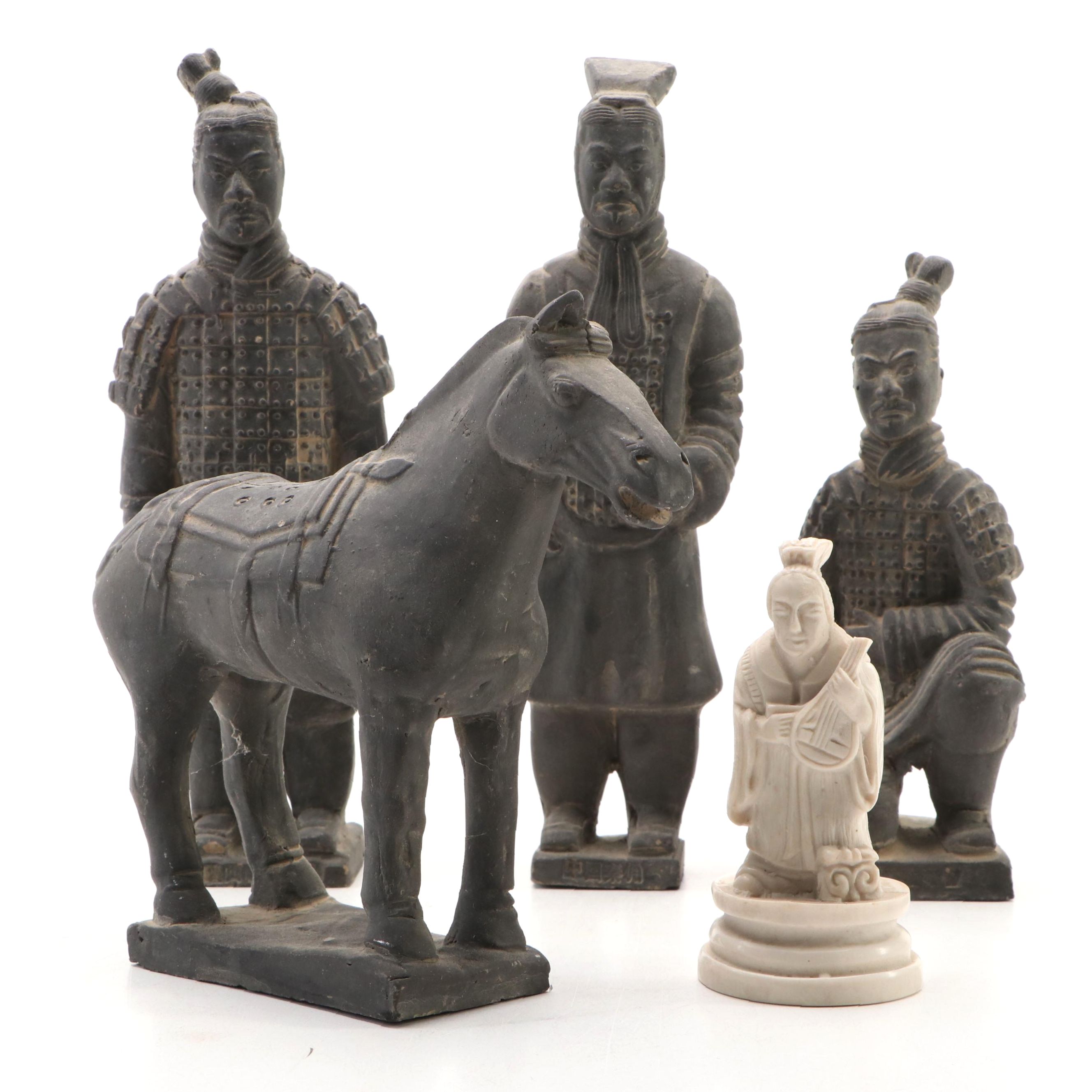 Chinese Style Terracotta Warriors and Horse with Other Figurine