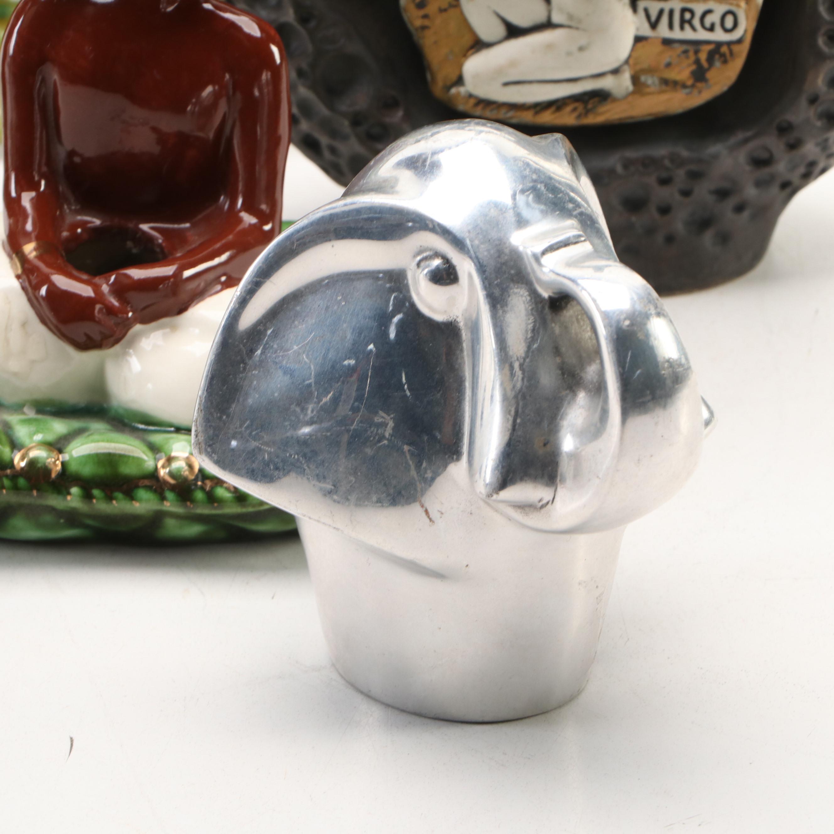 Brayton Laguna Candlesticks, Italian Casa Vino Decanter, Aluminum Elephant, More