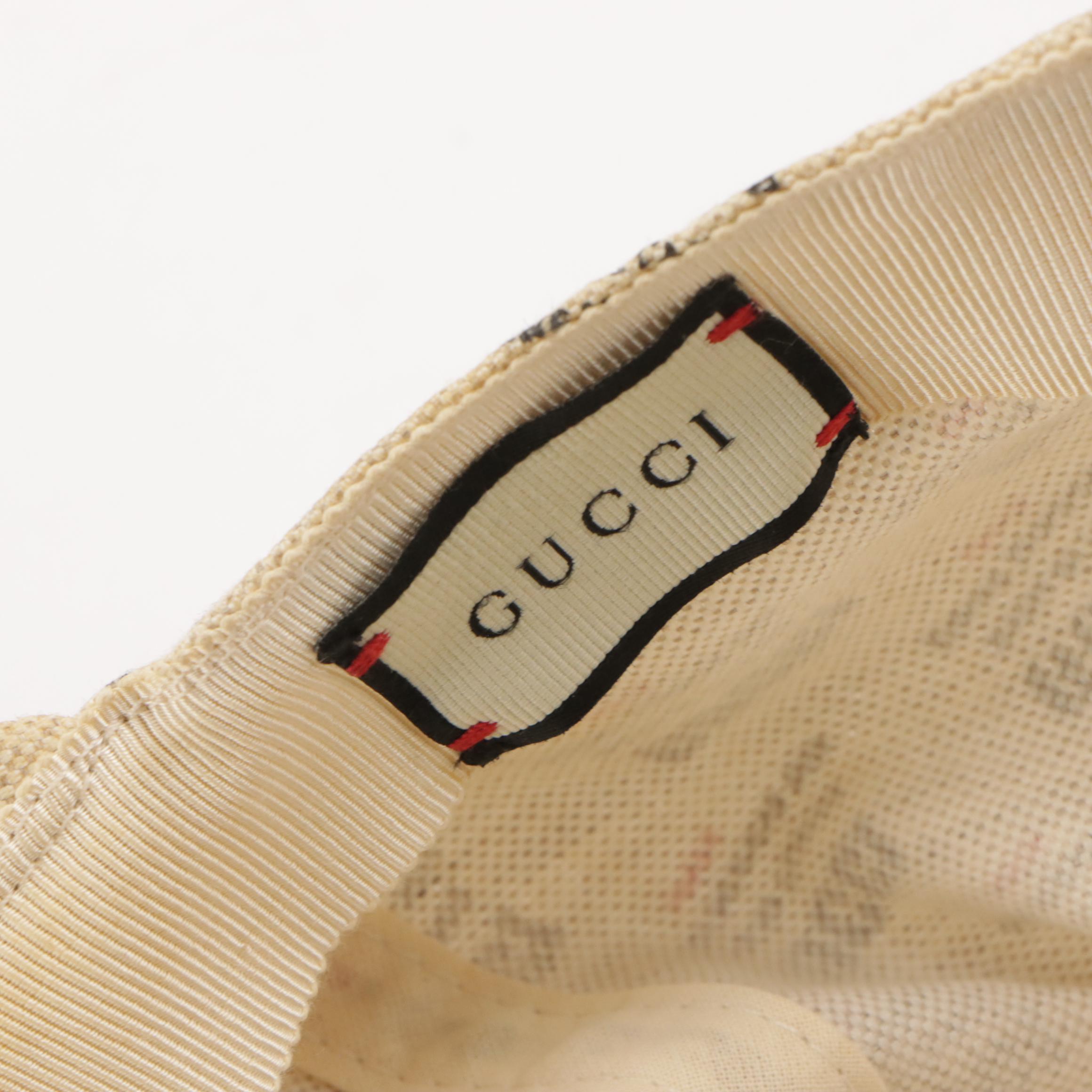 Gucci Lover Stamp Printed Baseball Cap in Linen/Cotton Blend