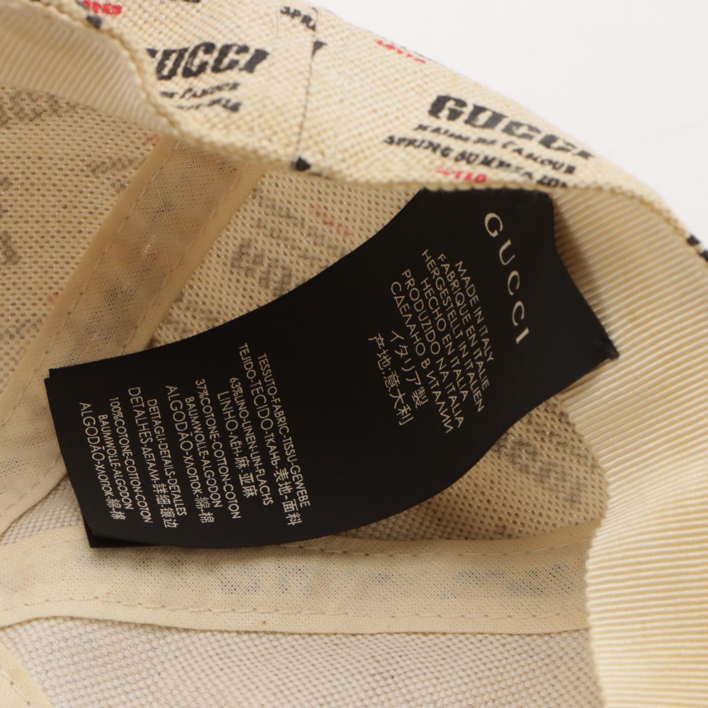 Gucci Lover Stamp Printed Baseball Cap in Linen/Cotton Blend