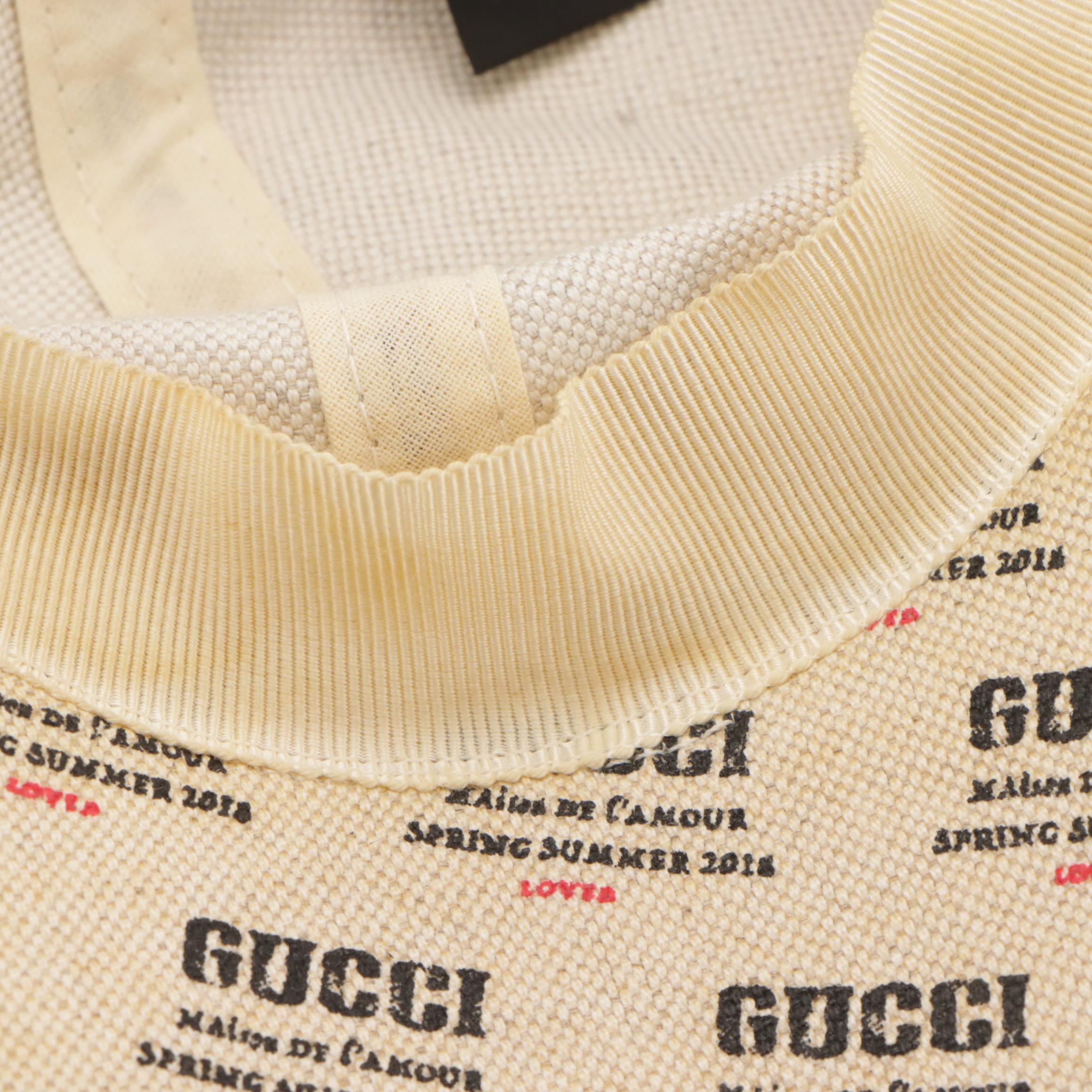 Gucci Lover Stamp Printed Baseball Cap in Linen/Cotton Blend