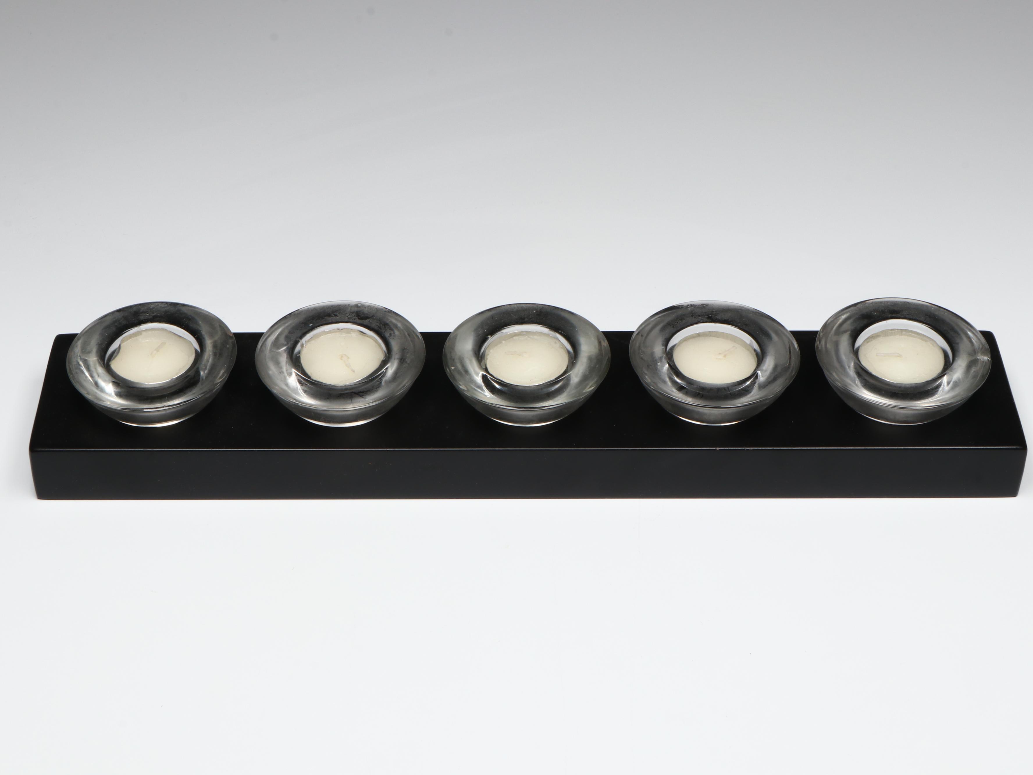 Wooden Votive Candle Holder with Art Glass Hanging Sun Catchers