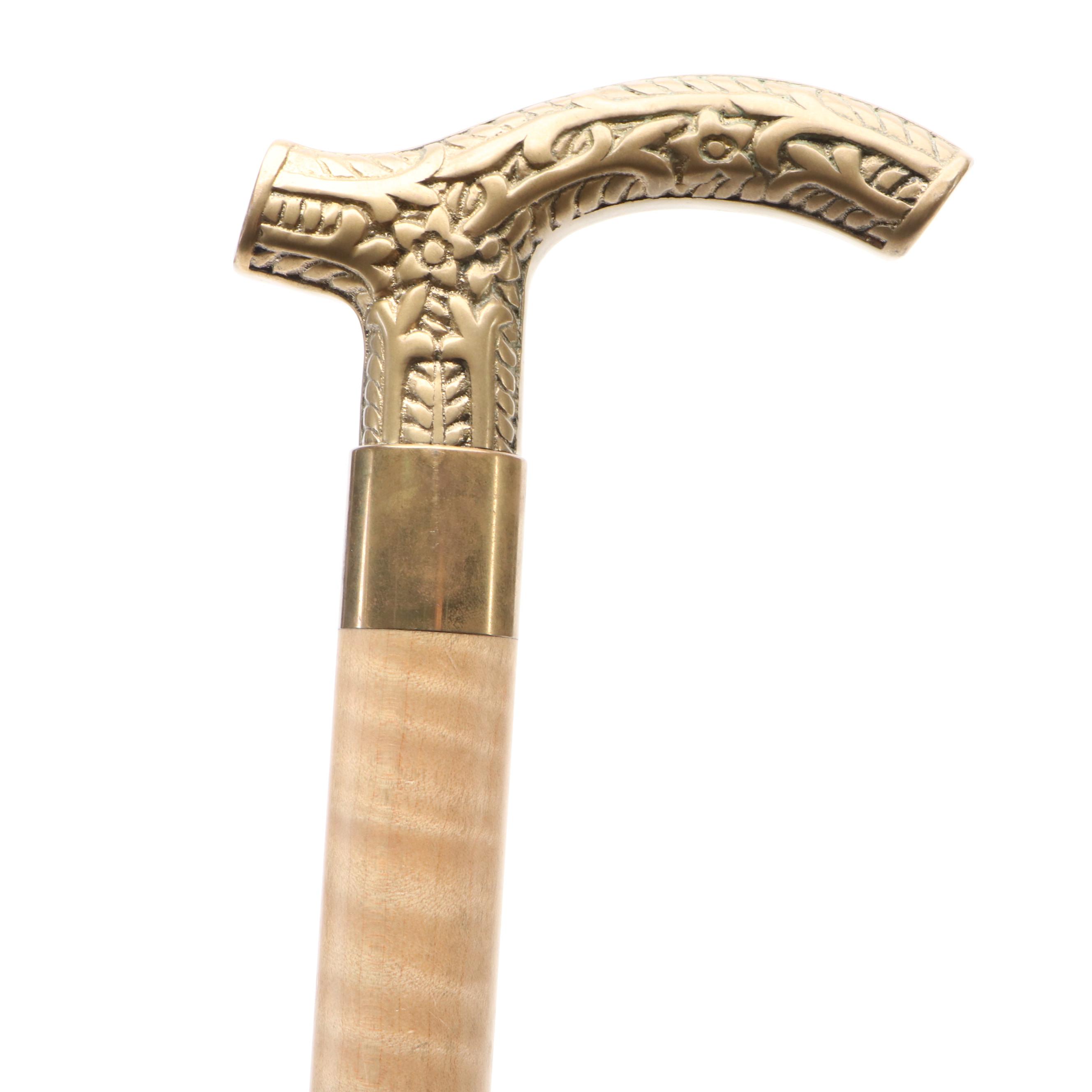 Tiger Maple Three-Part Walking Stick, Late 20th Century