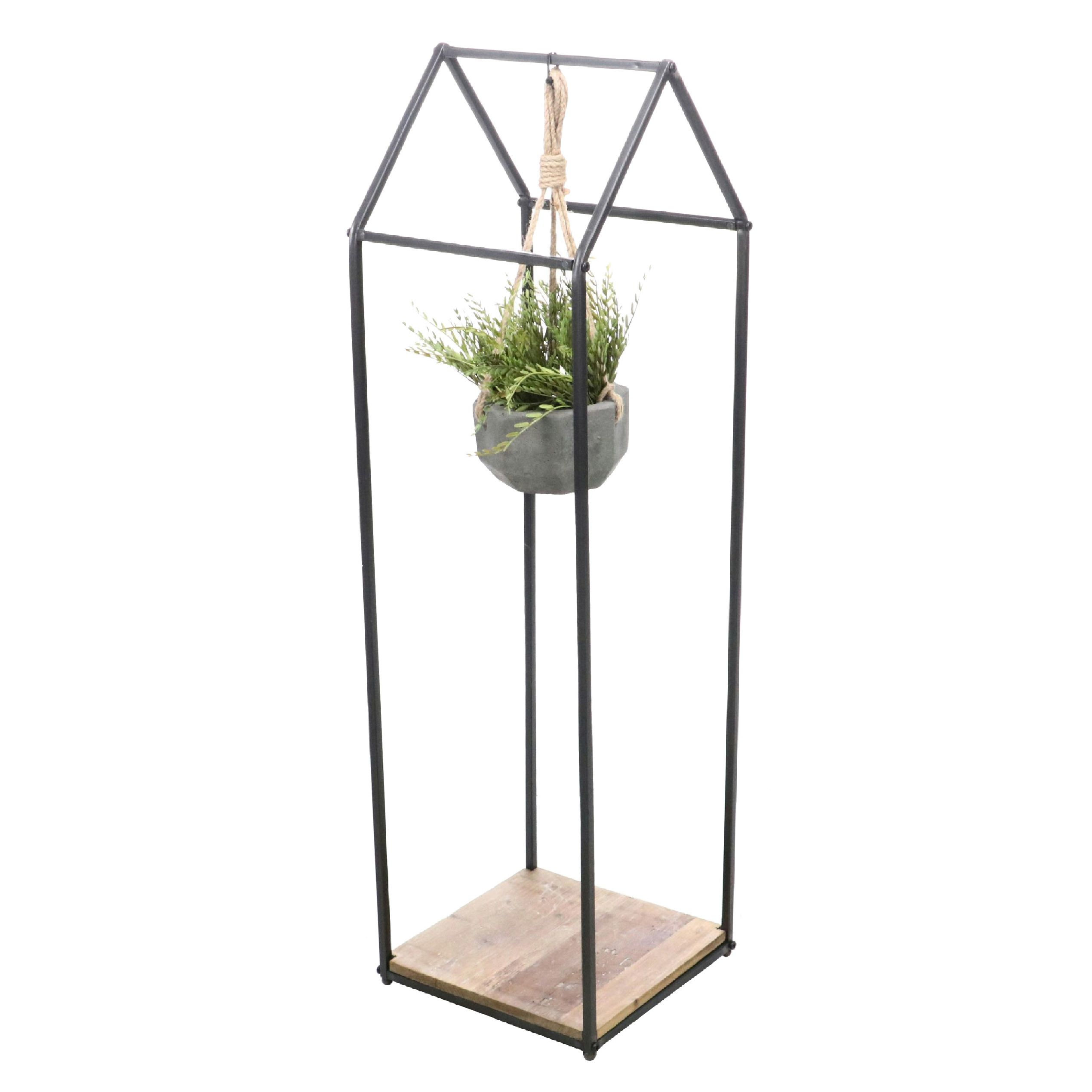 Contemporary Metal Frame Hanging Plant Holder
