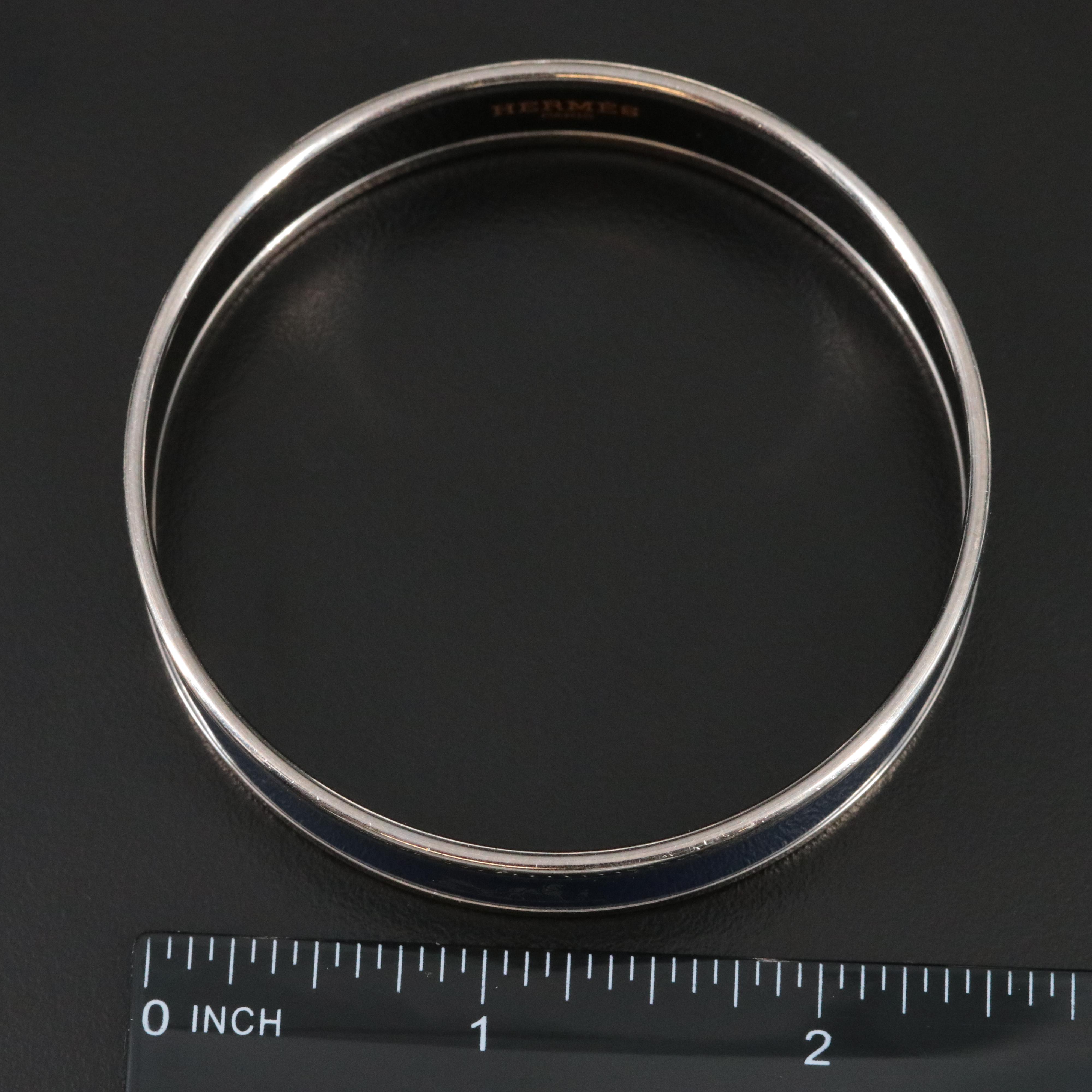 Hermès Caleche Dark Blue Enamel Bangle