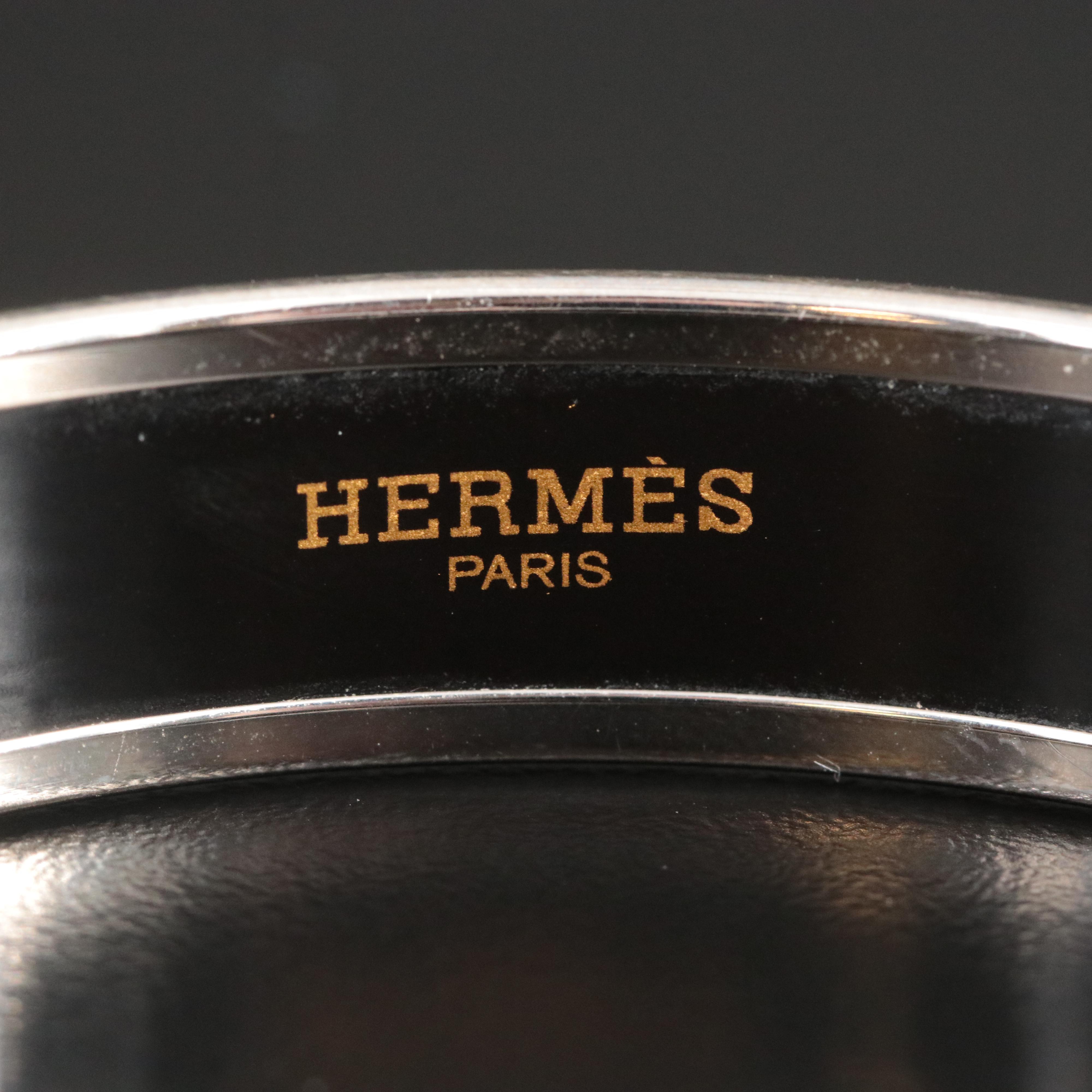 Hermès Caleche Dark Blue Enamel Bangle
