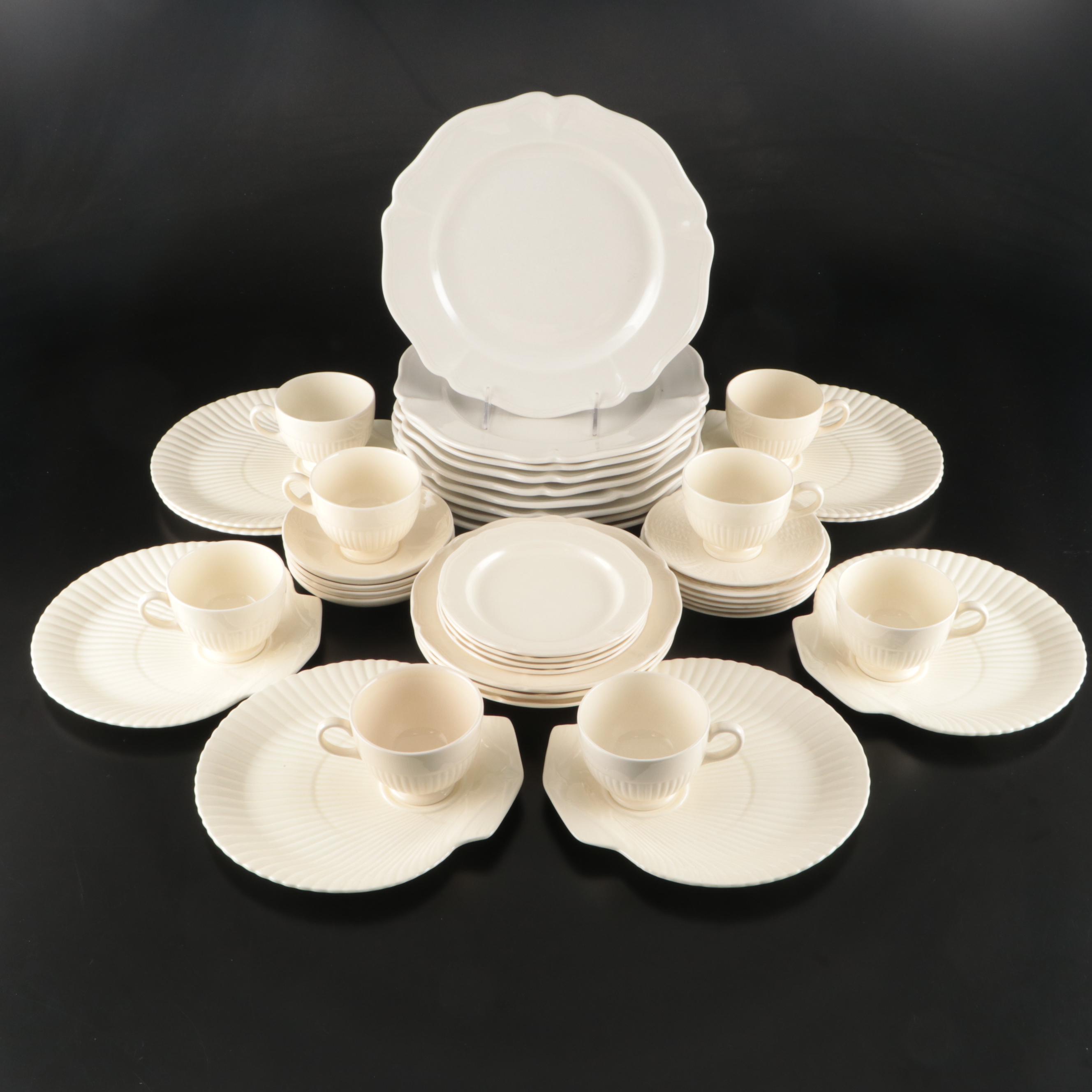 Red Cliff "Heirloom" Scalloped Ironstone Plates with Wedgwood Ceramic Dinnerware