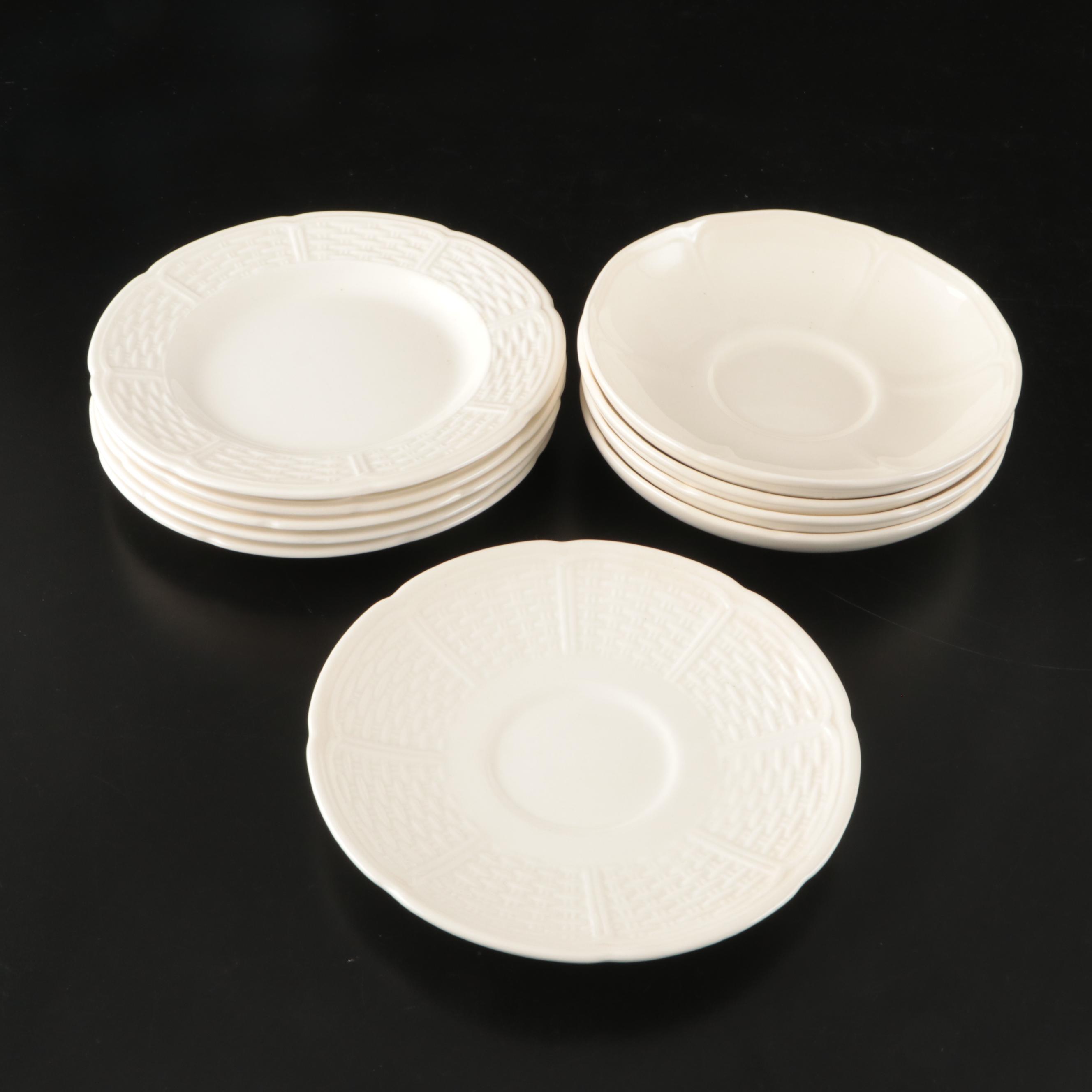 Red Cliff "Heirloom" Scalloped Ironstone Plates with Wedgwood Ceramic Dinnerware