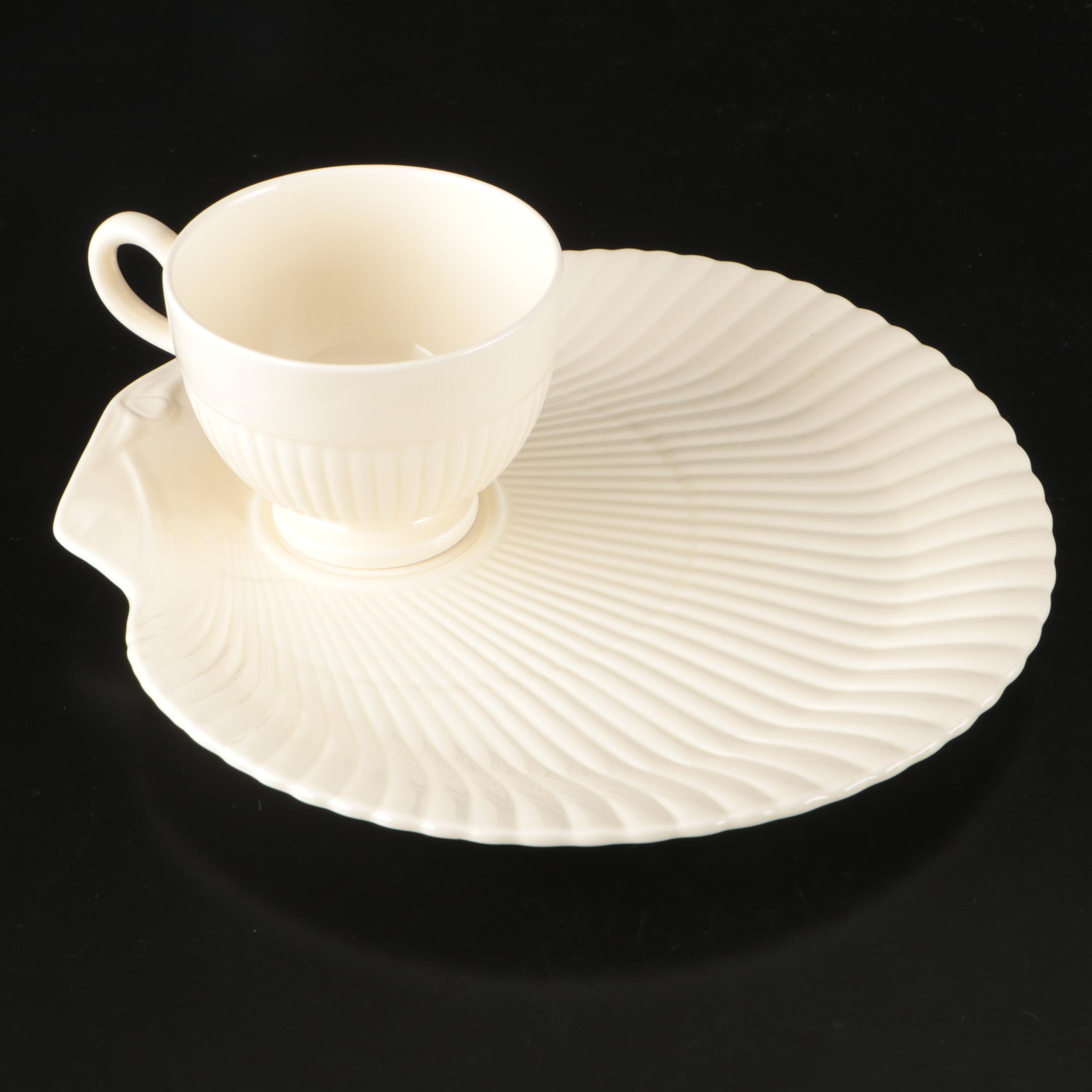 Red Cliff "Heirloom" Scalloped Ironstone Plates with Wedgwood Ceramic Dinnerware