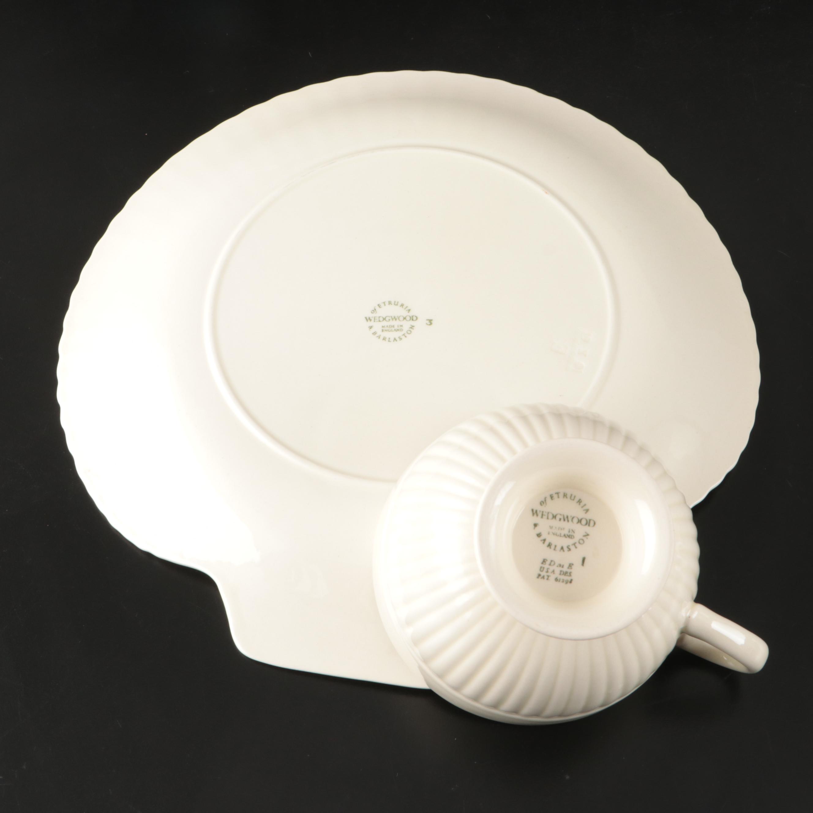 Red Cliff "Heirloom" Scalloped Ironstone Plates with Wedgwood Ceramic Dinnerware