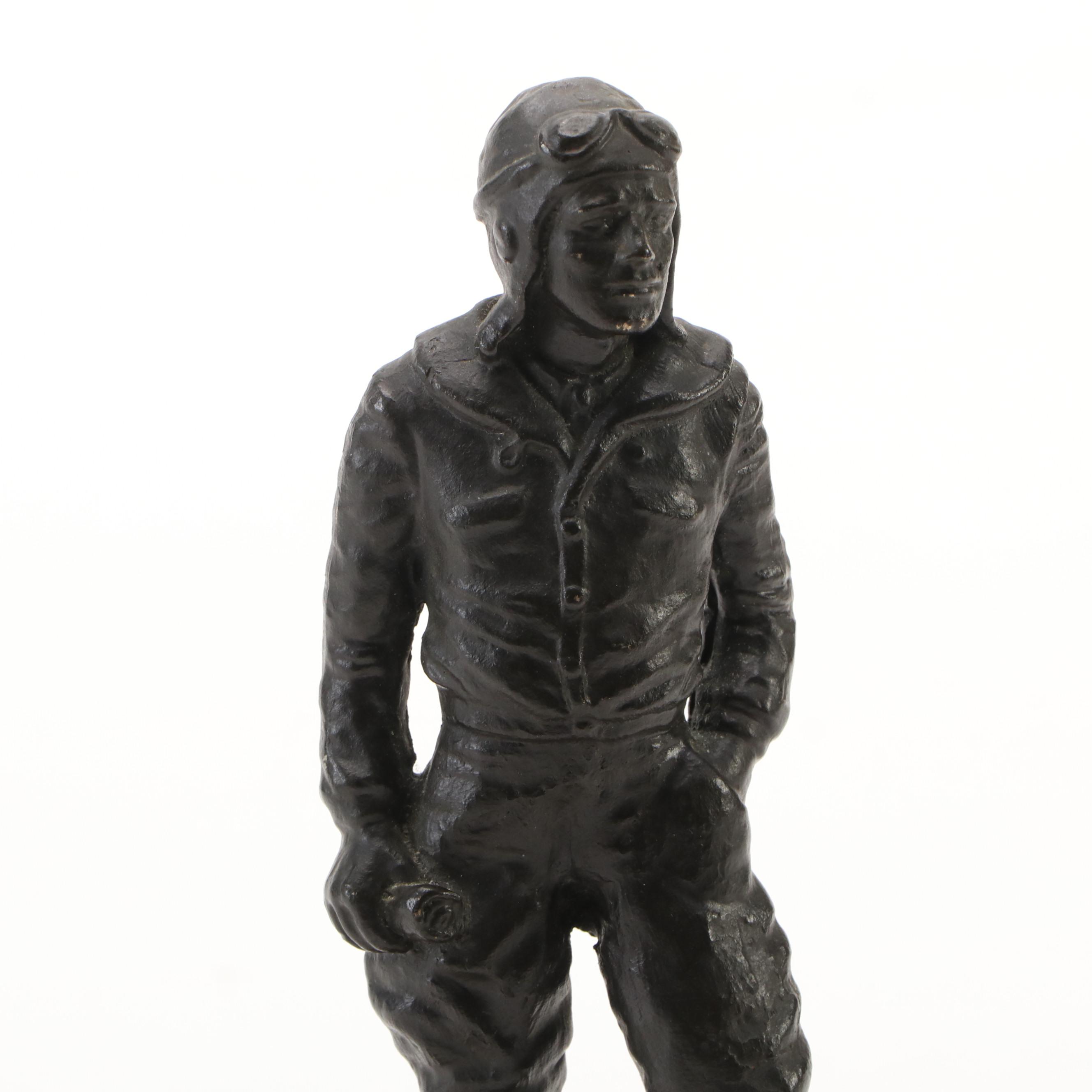 Bronzed Metal "Pilot" Figurine After Susan Wagner