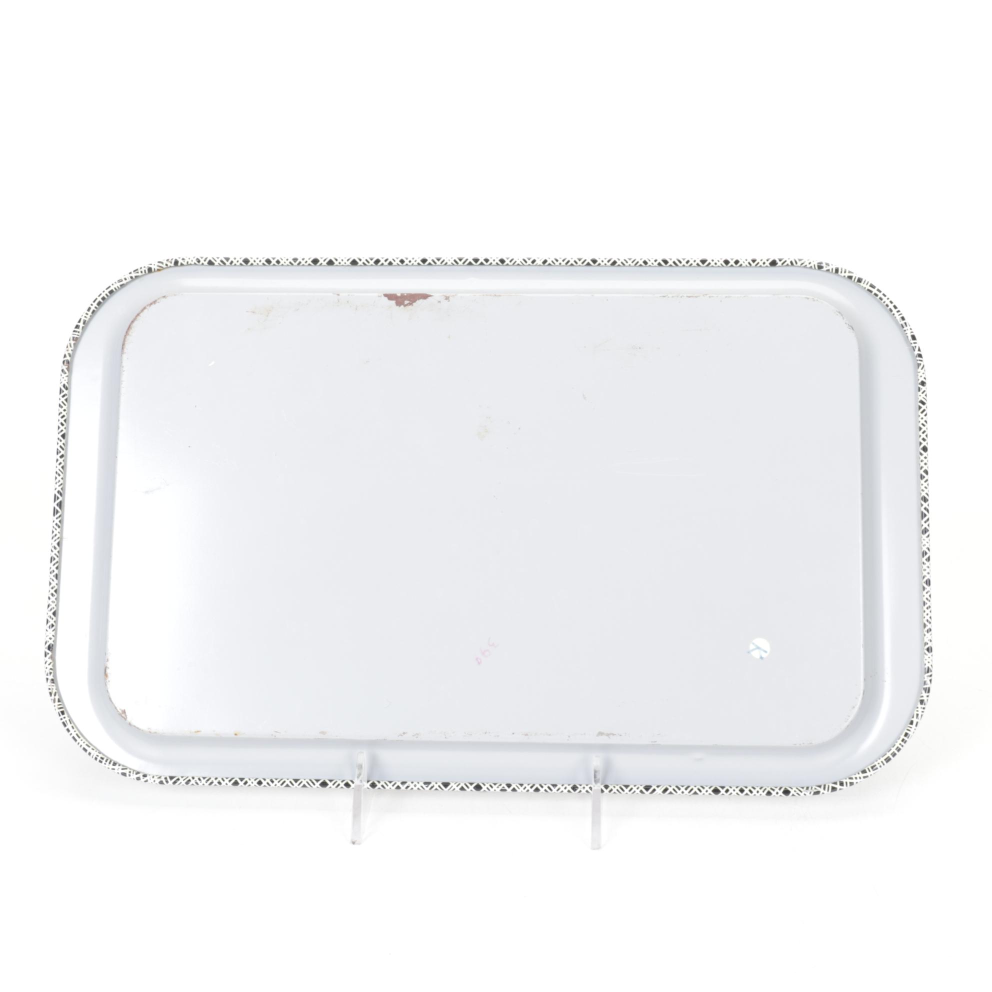 L.E. Smith Art Deco "Black Amethyst" Glass Bowl and Vases with Floral Tin Trays