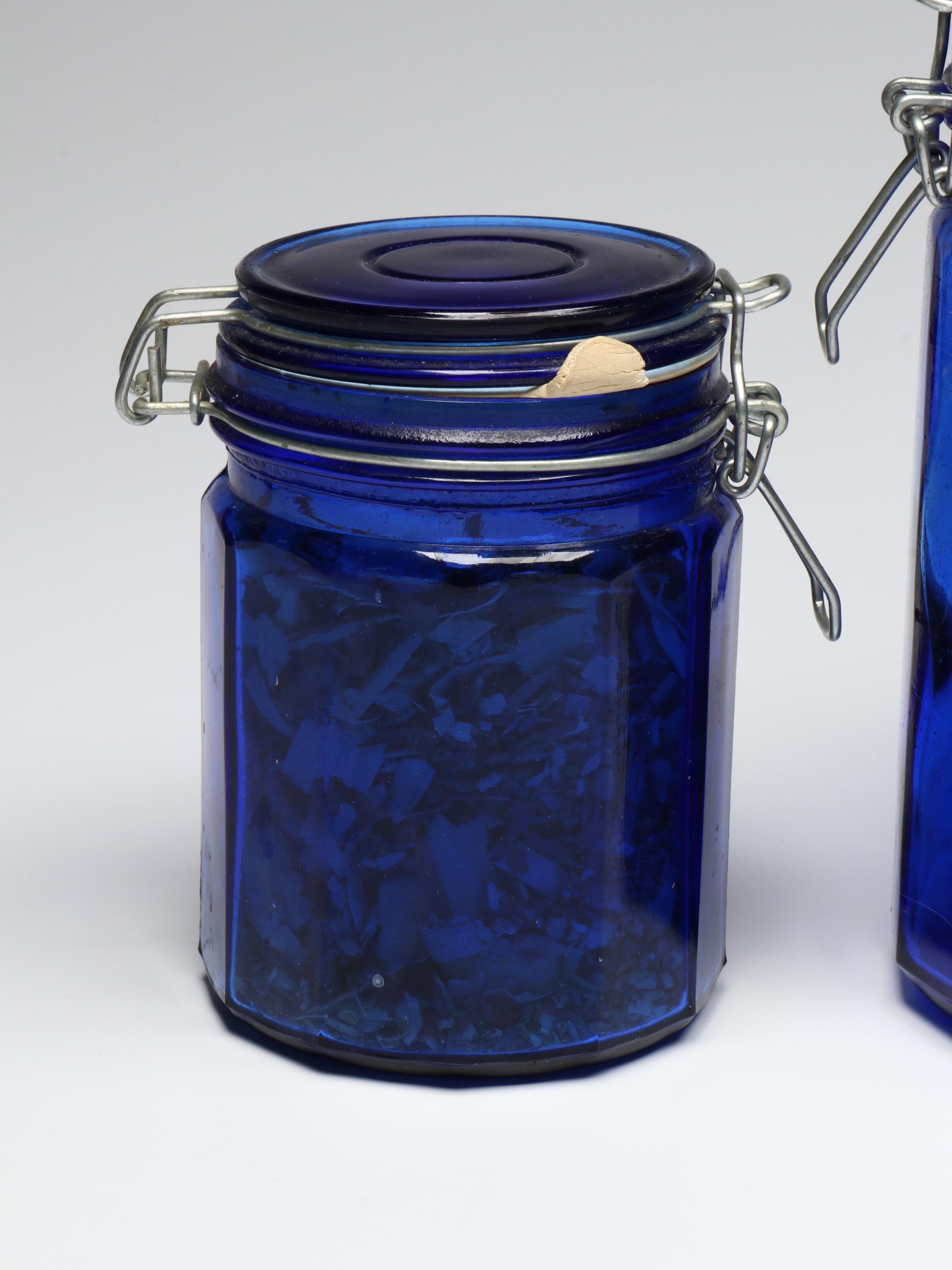 Cobalt Blue Glass Canisters with Glass Bottle and More