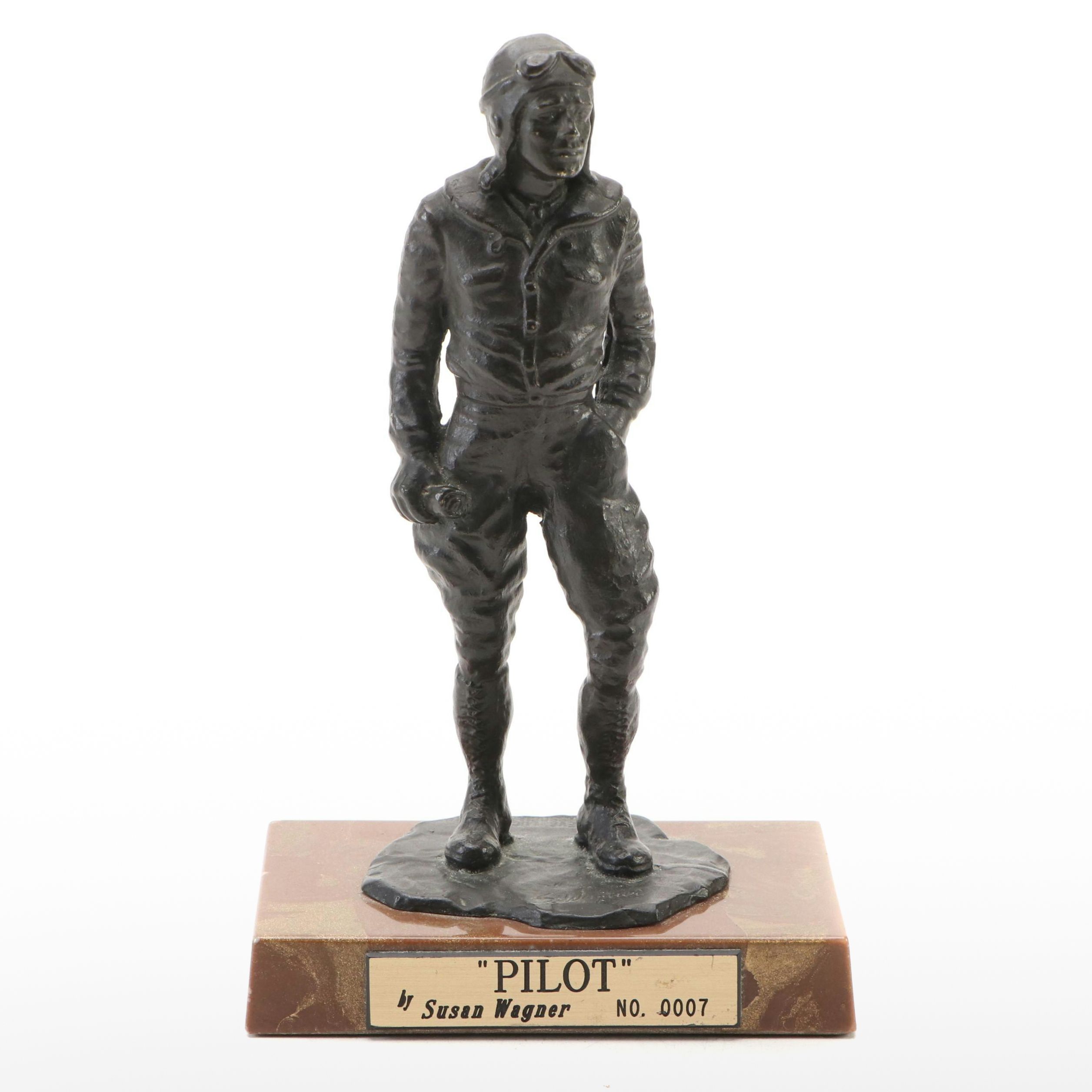 Bronzed Metal "Pilot" Figurine After Susan Wagner
