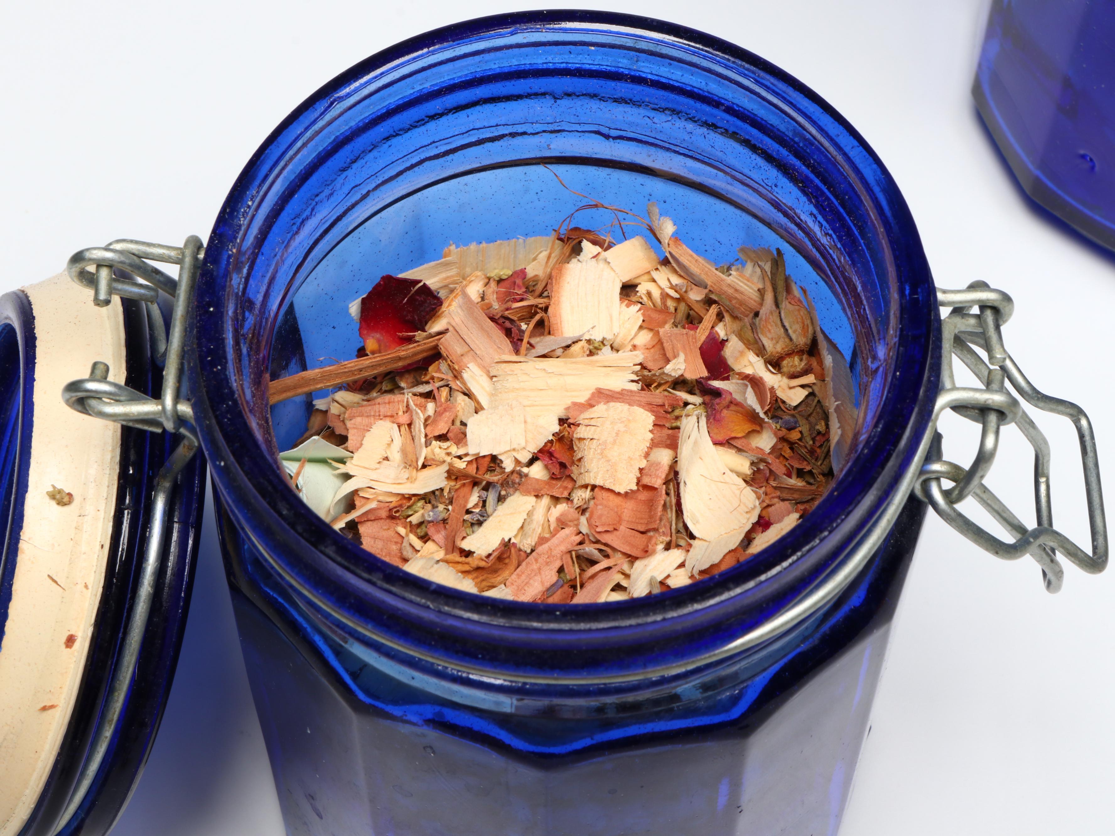 Cobalt Blue Glass Canisters with Glass Bottle and More