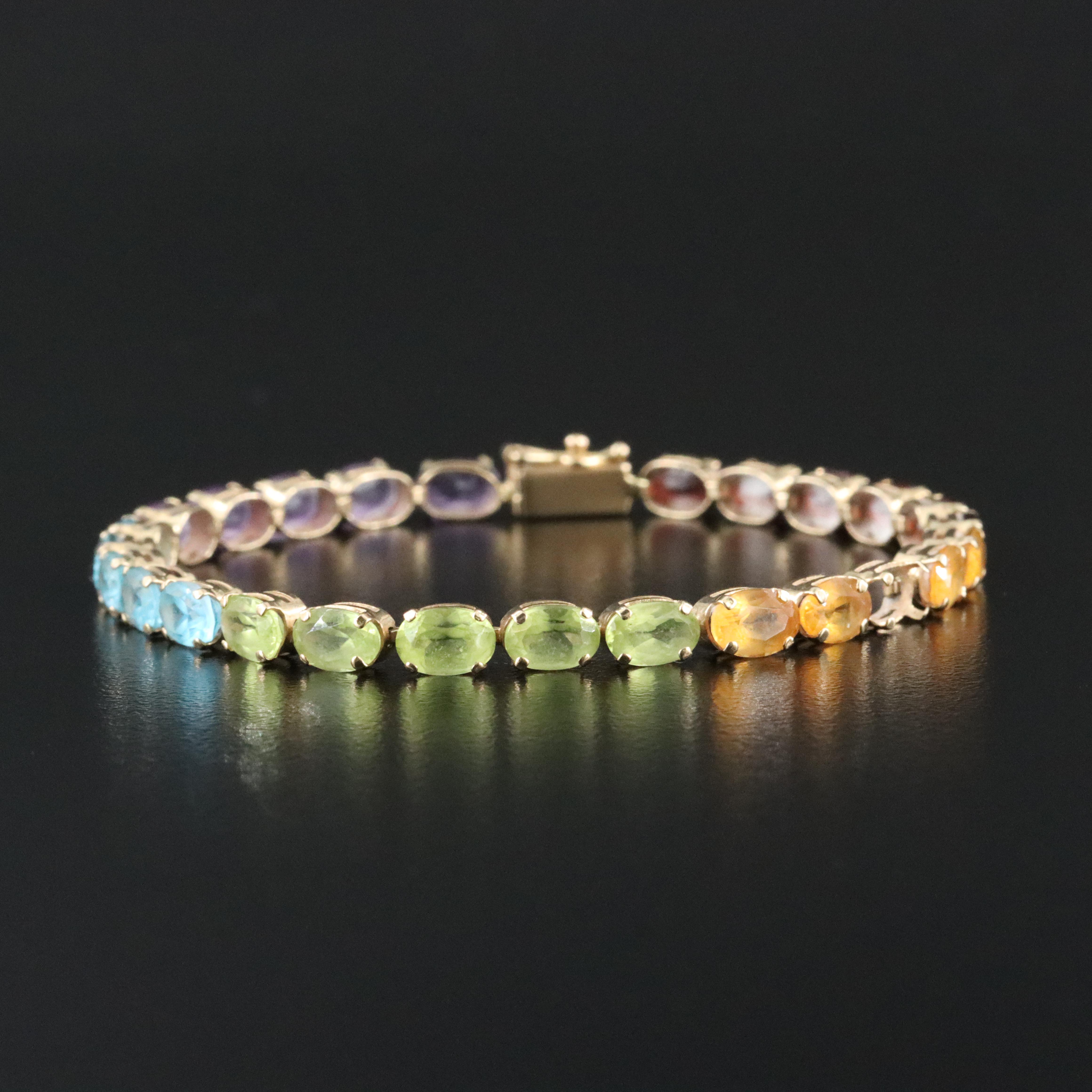 14K Gemstone Line Bracelet