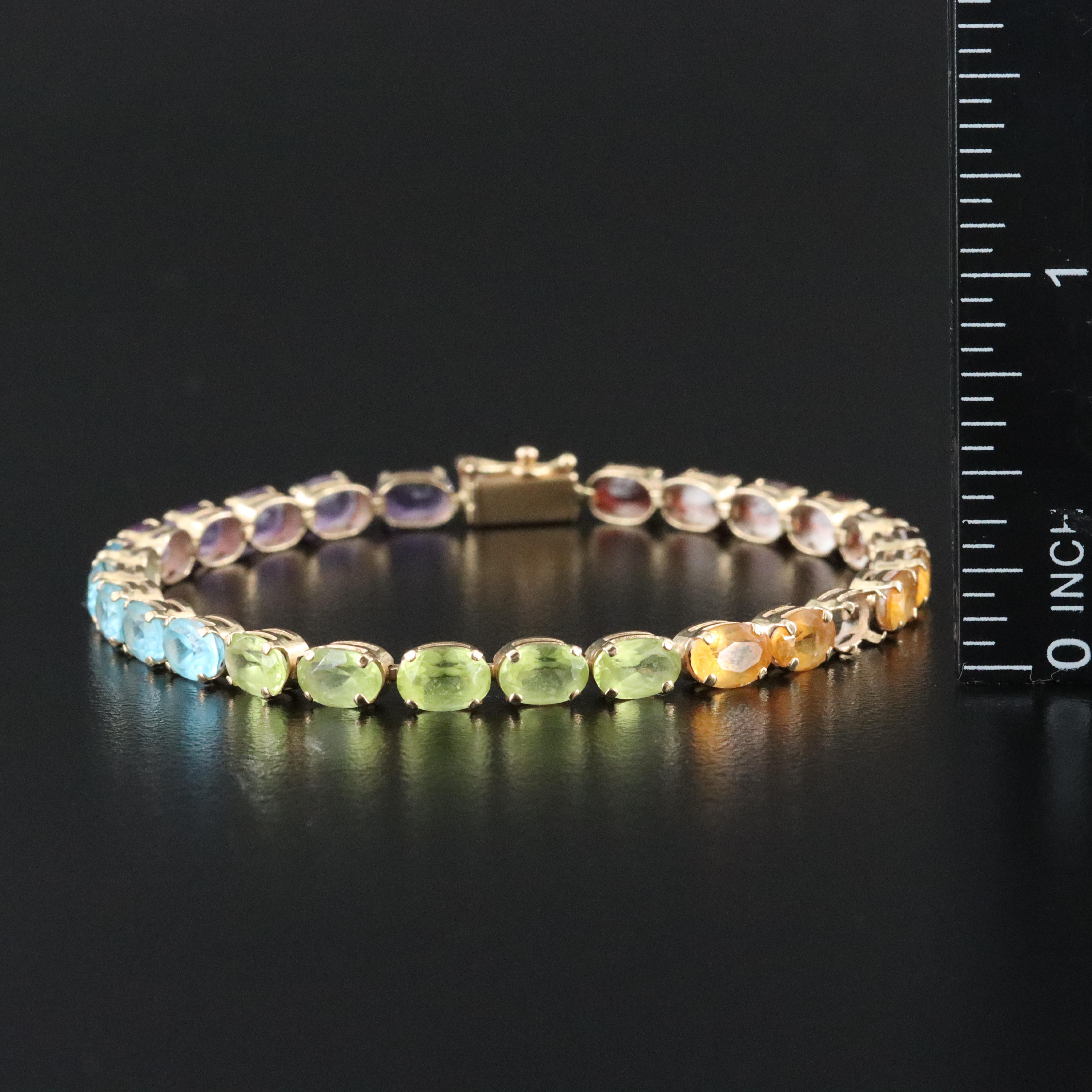 14K Gemstone Line Bracelet