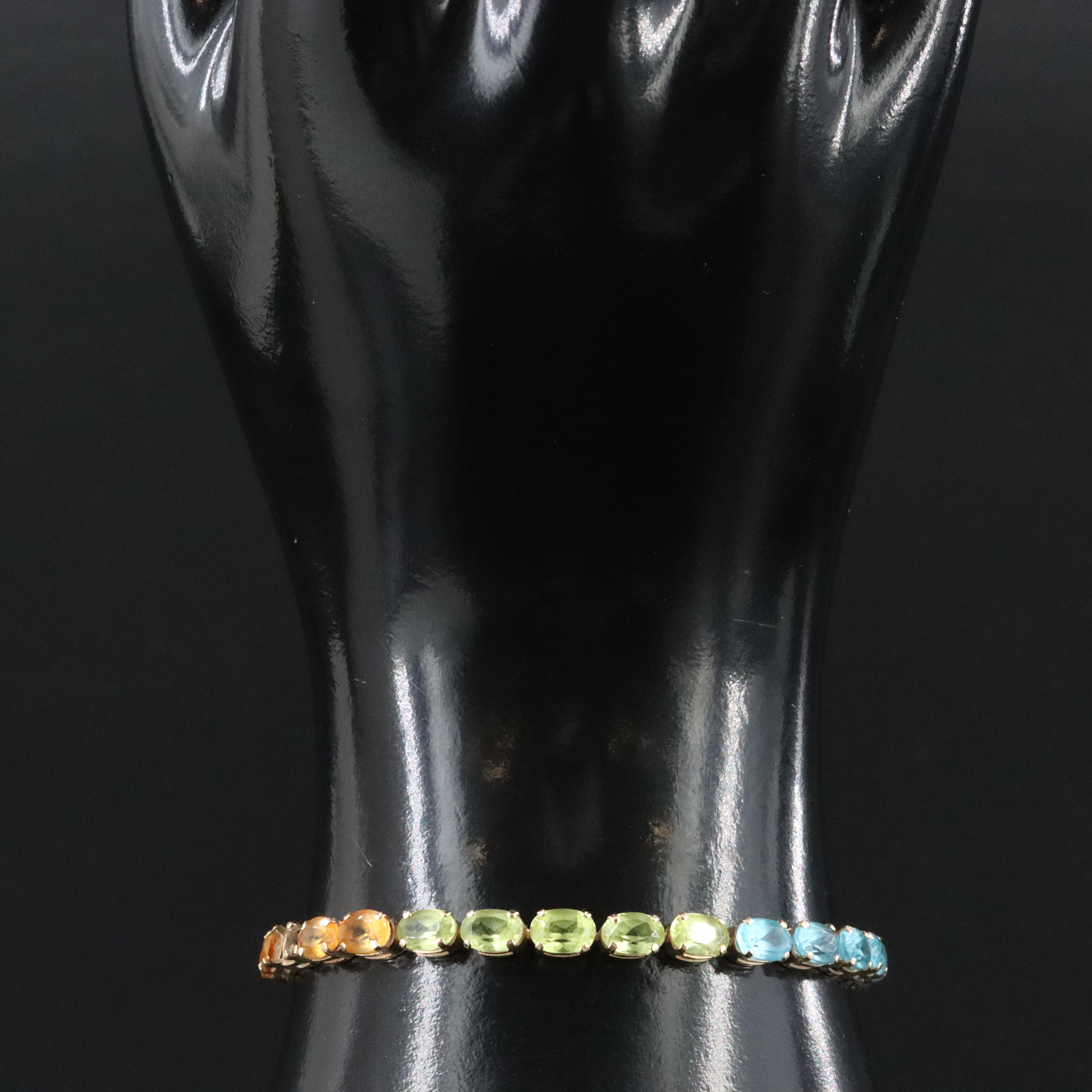 14K Gemstone Line Bracelet