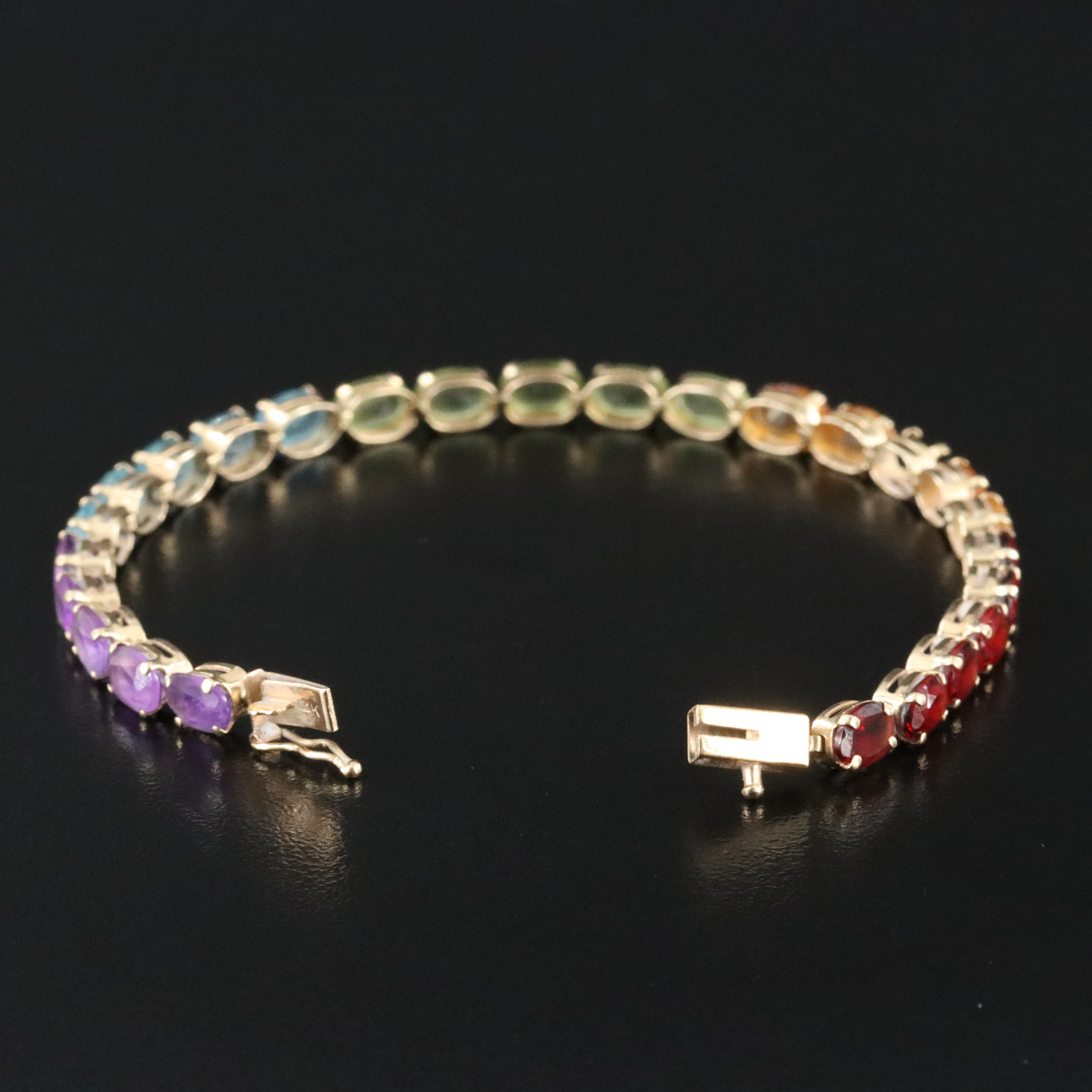 14K Gemstone Line Bracelet