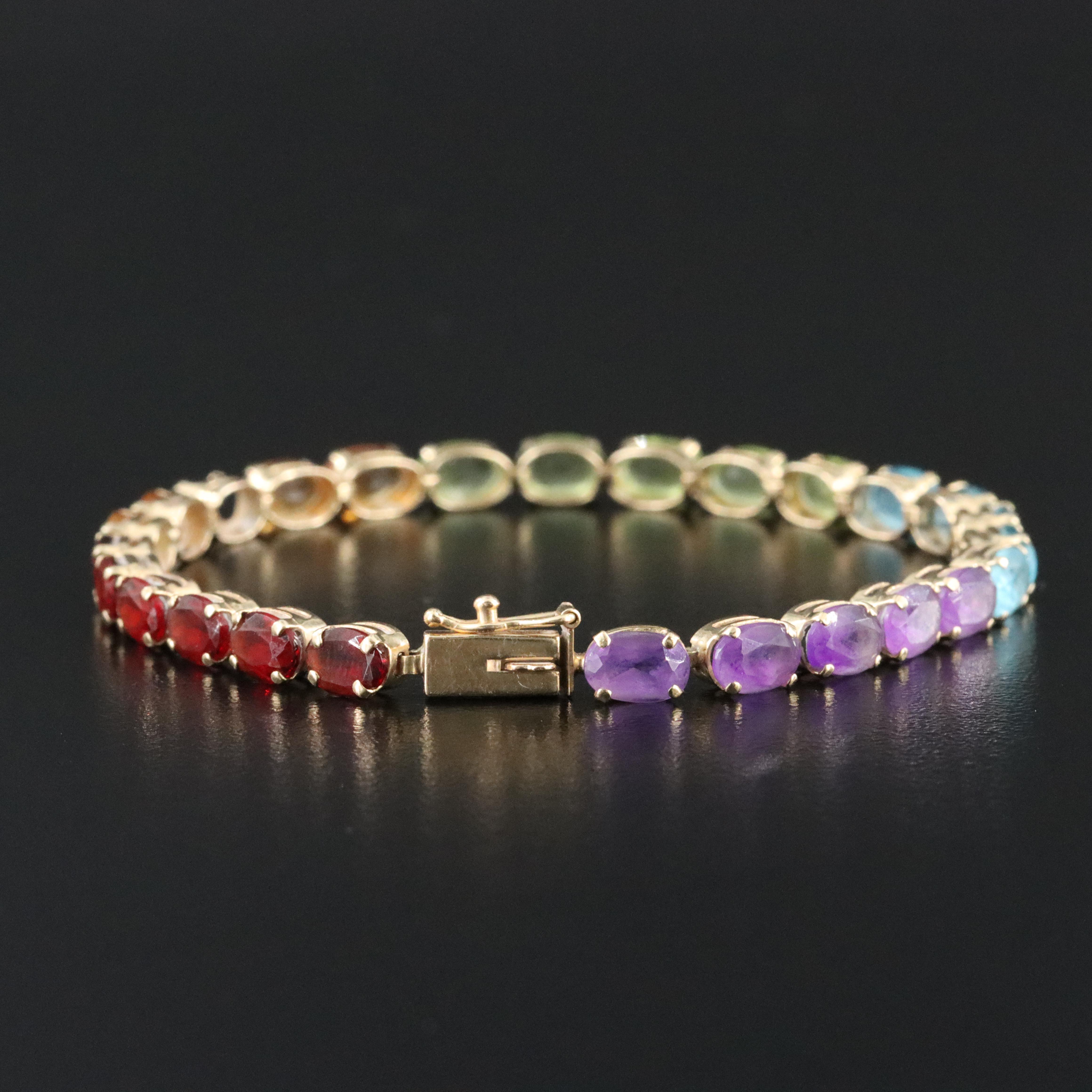 14K Gemstone Line Bracelet