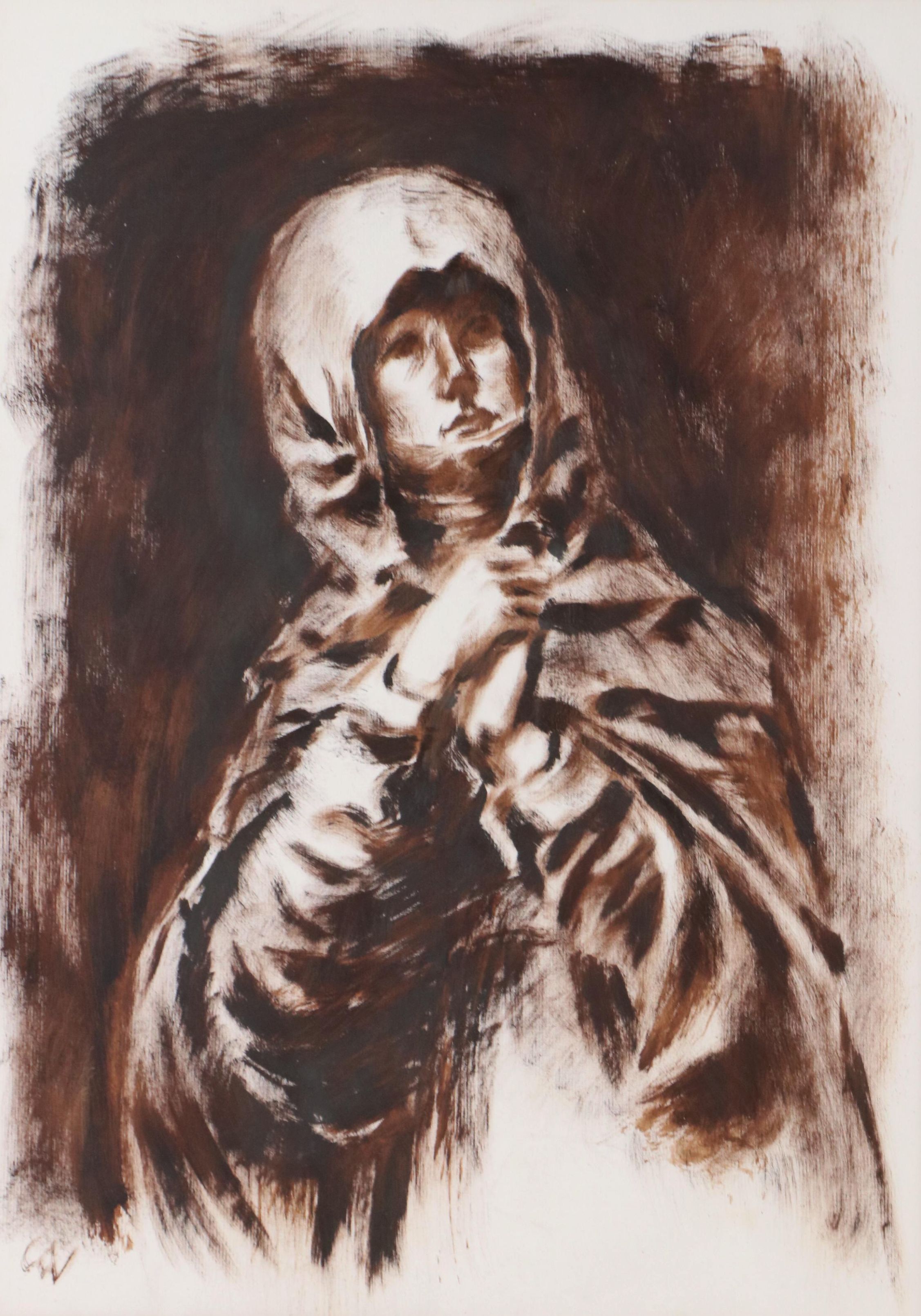 Oil Portrait of Cloaked Madonna