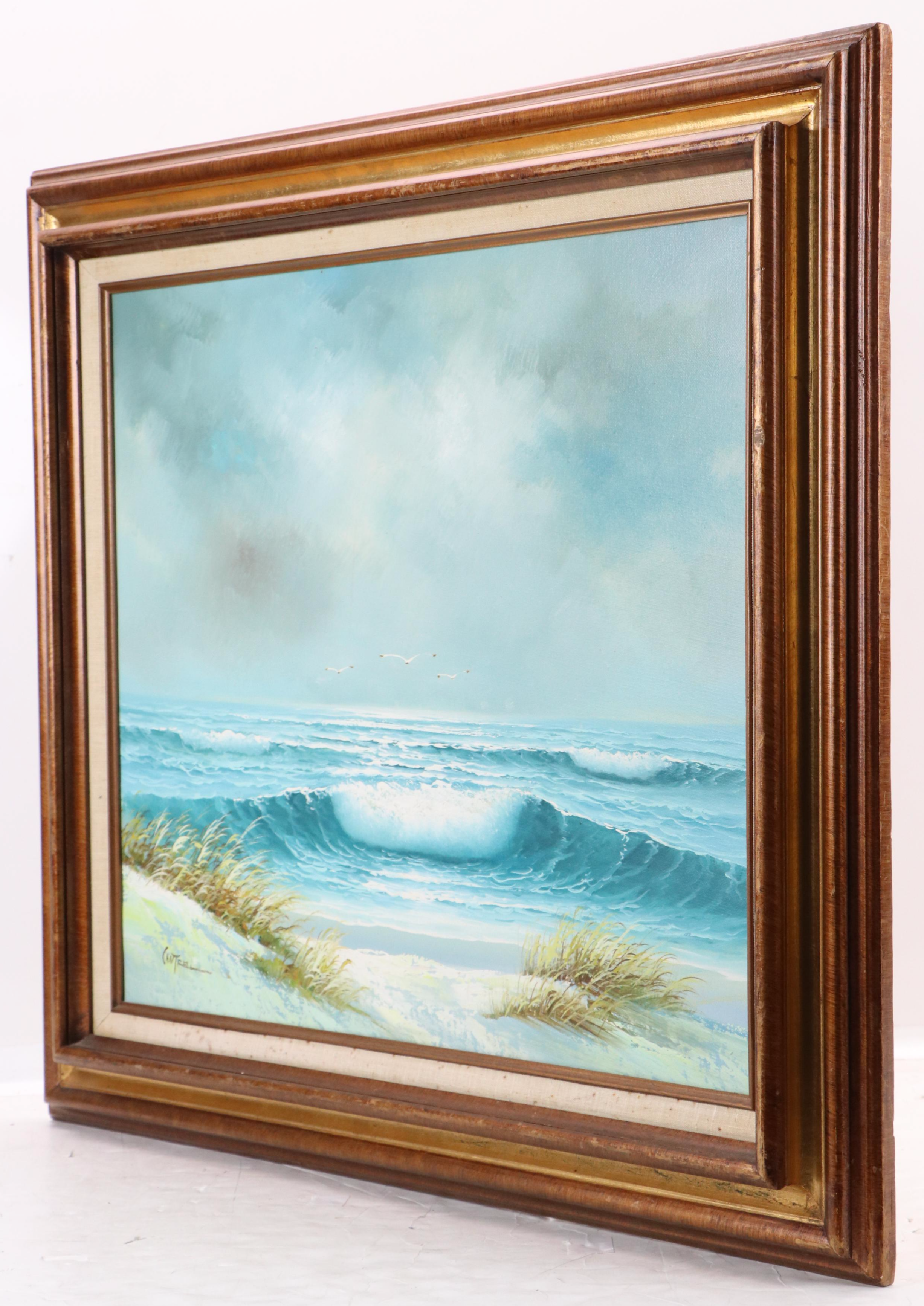 Phillip Cantrell Oil Seascape with Gulls, 20th to Early 21st Century