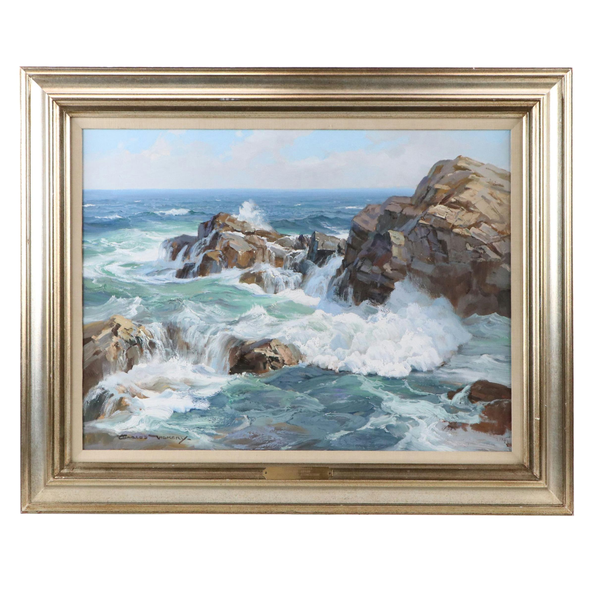 Charles Vickery Seascape Oil Painting "Bass Rocks," 1983 | EBTH