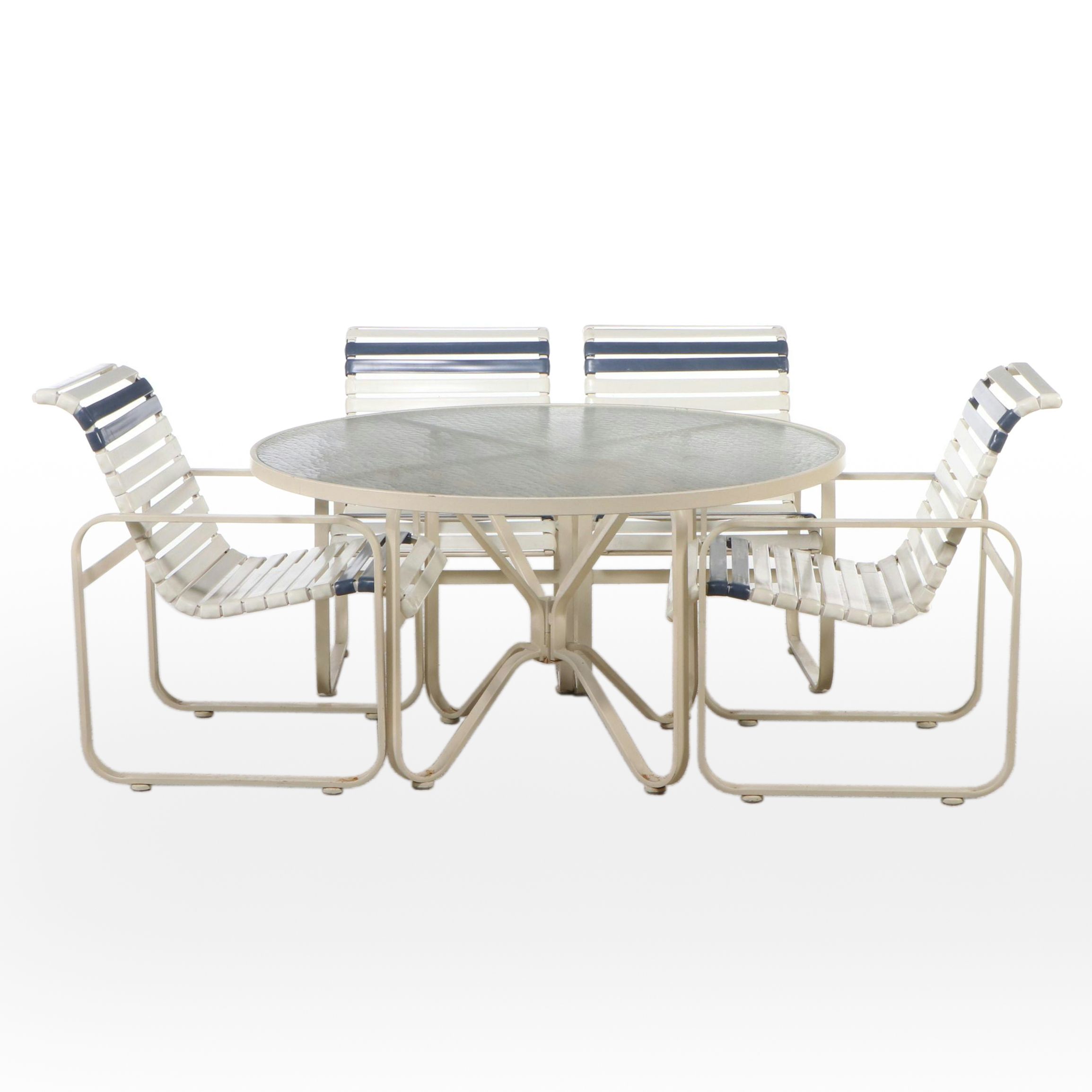 Aluminum and Vinyl Strap Five-Piece Patio Dining Set
