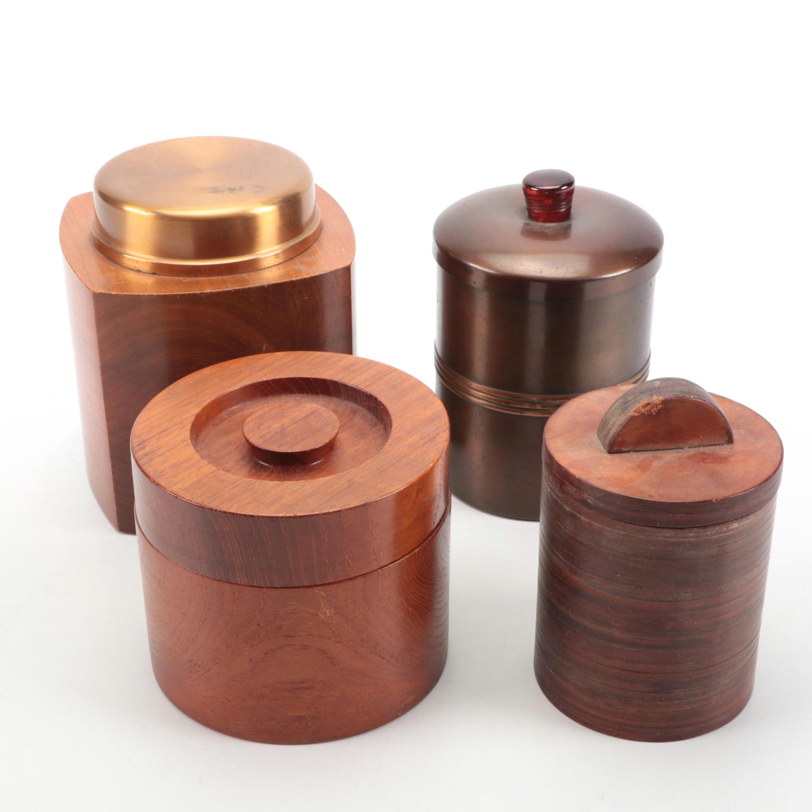 Carved Wood and Copper Humidors, Mid-20th Century