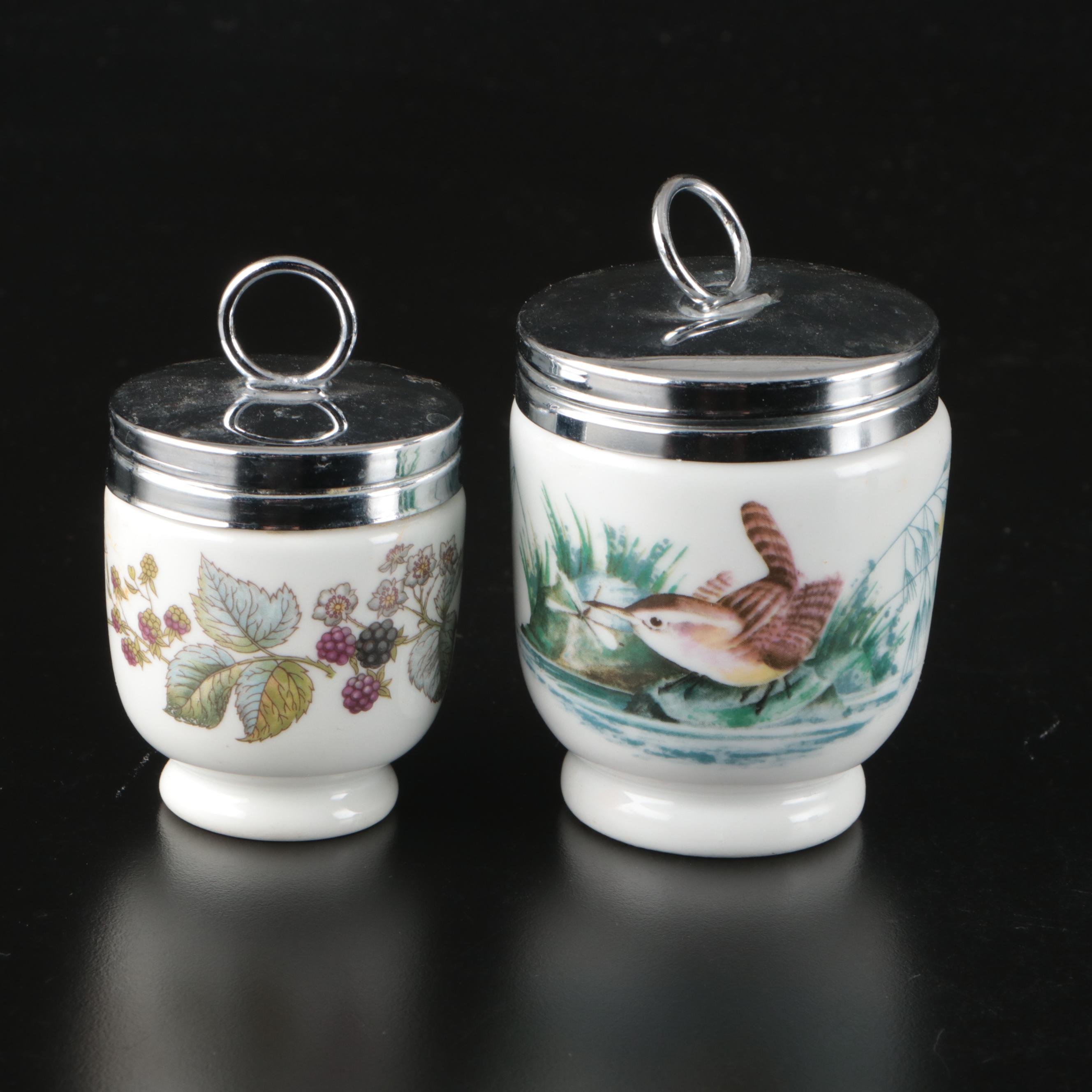 Royal Worcester "Evesham Gold" and Other Porcelain Egg Coddlers