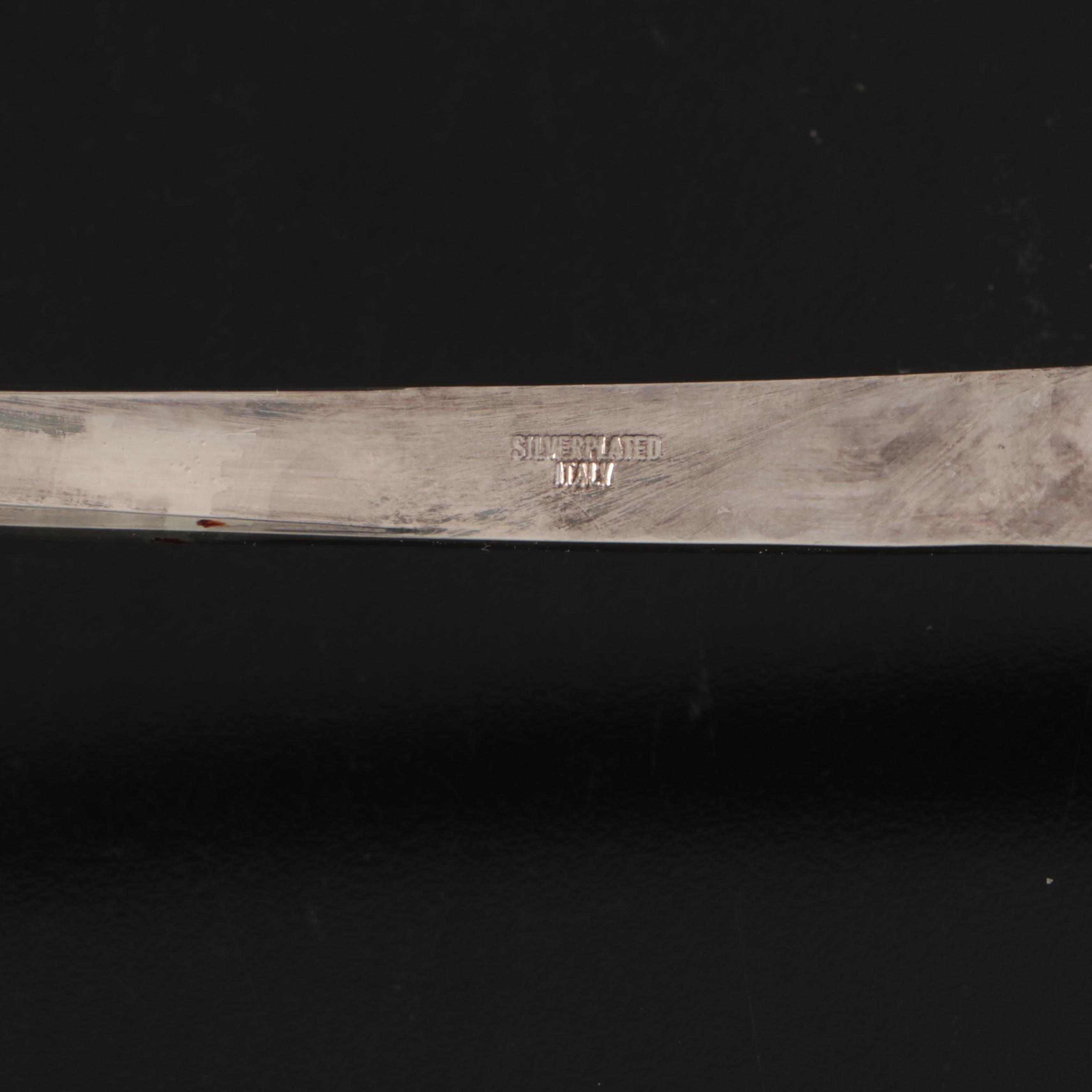 Silver Plate Punch Bowl with Cups, Ladle and Under Tray