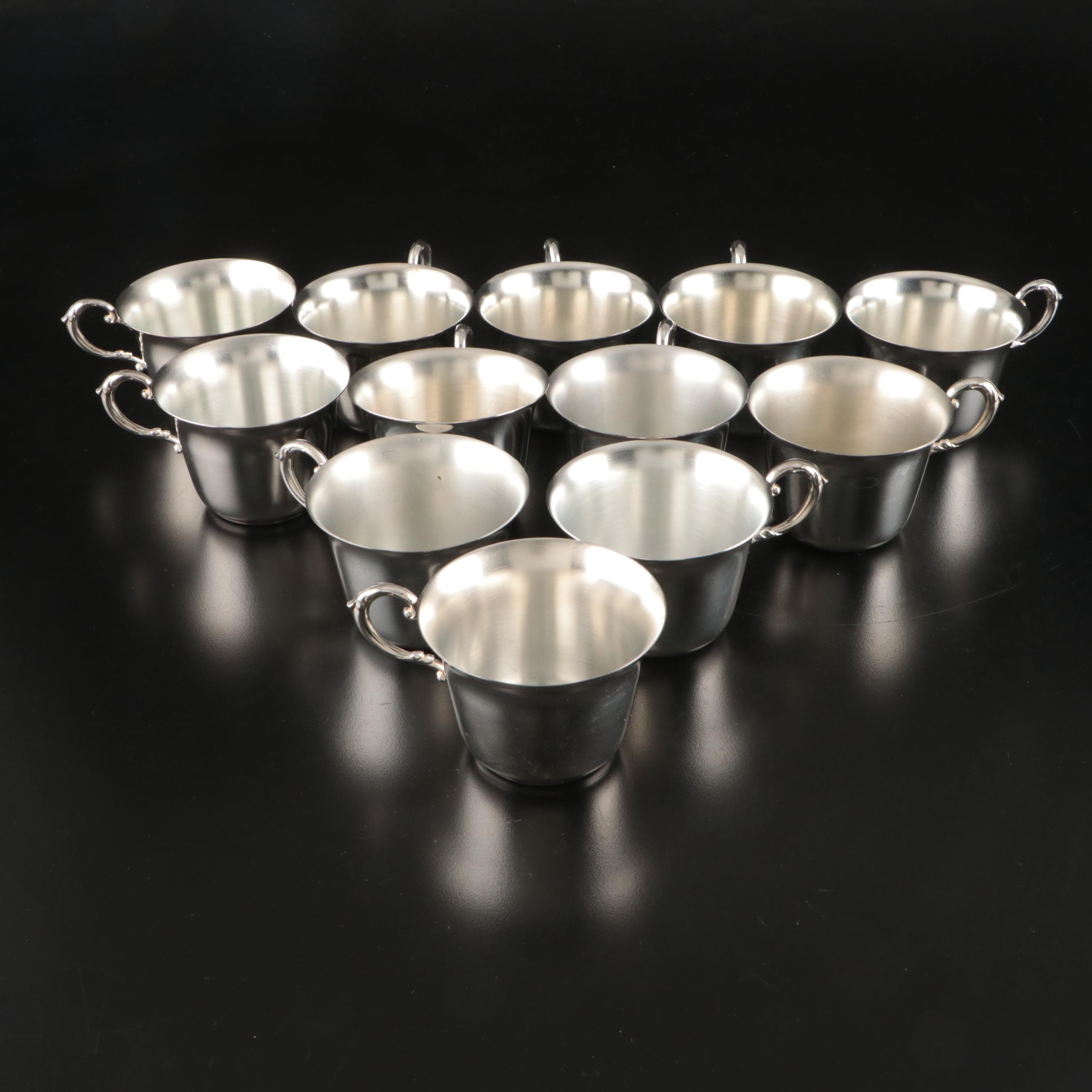 Silver Plate Punch Bowl with Cups, Ladle and Under Tray