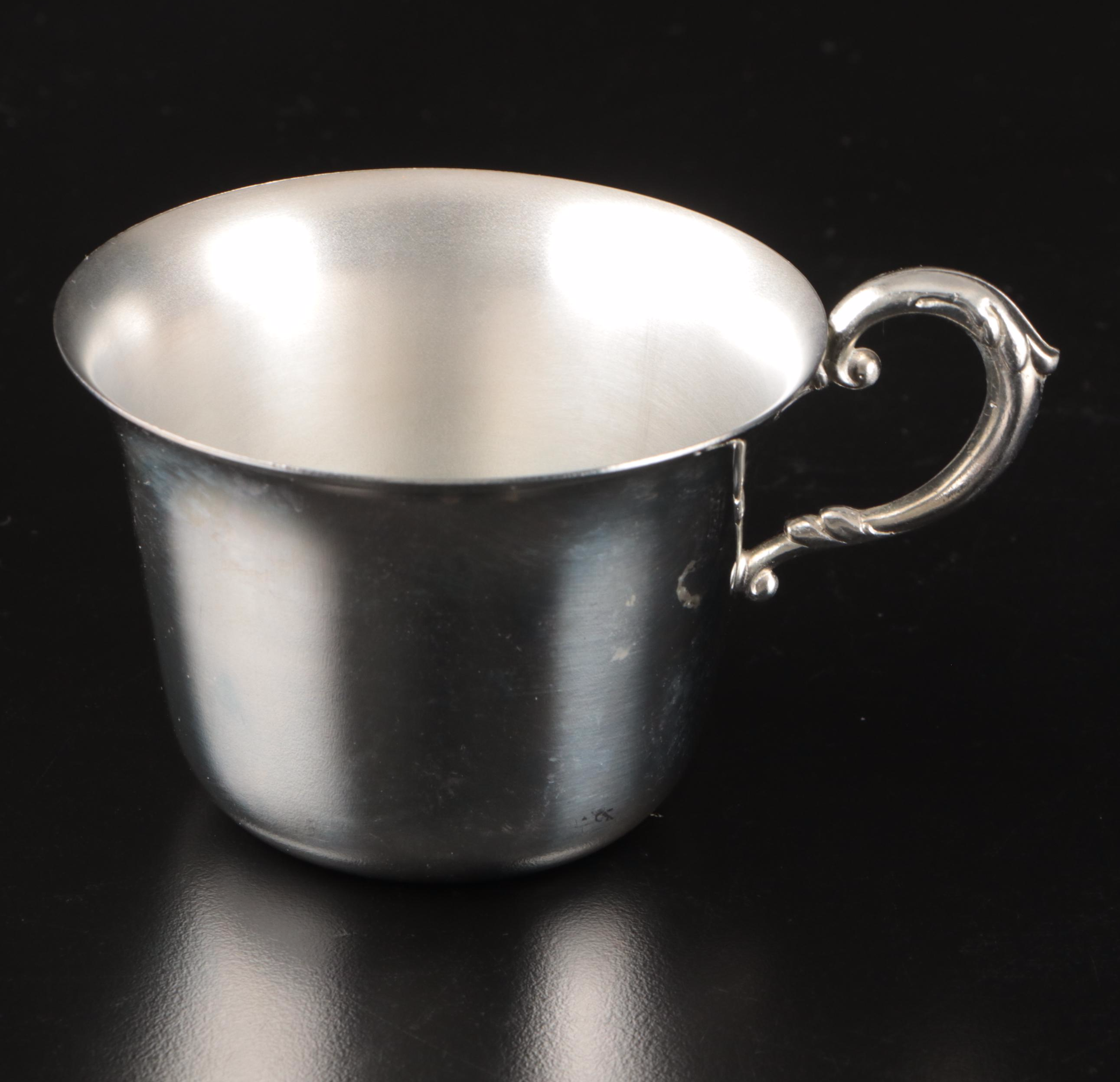 Silver Plate Punch Bowl with Cups, Ladle and Under Tray