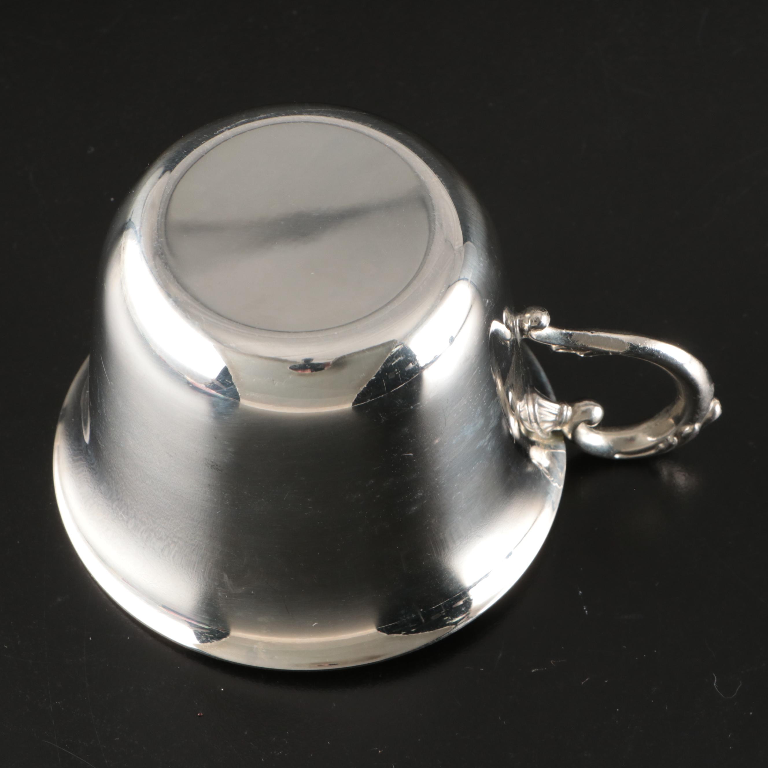 Silver Plate Punch Bowl with Cups, Ladle and Under Tray