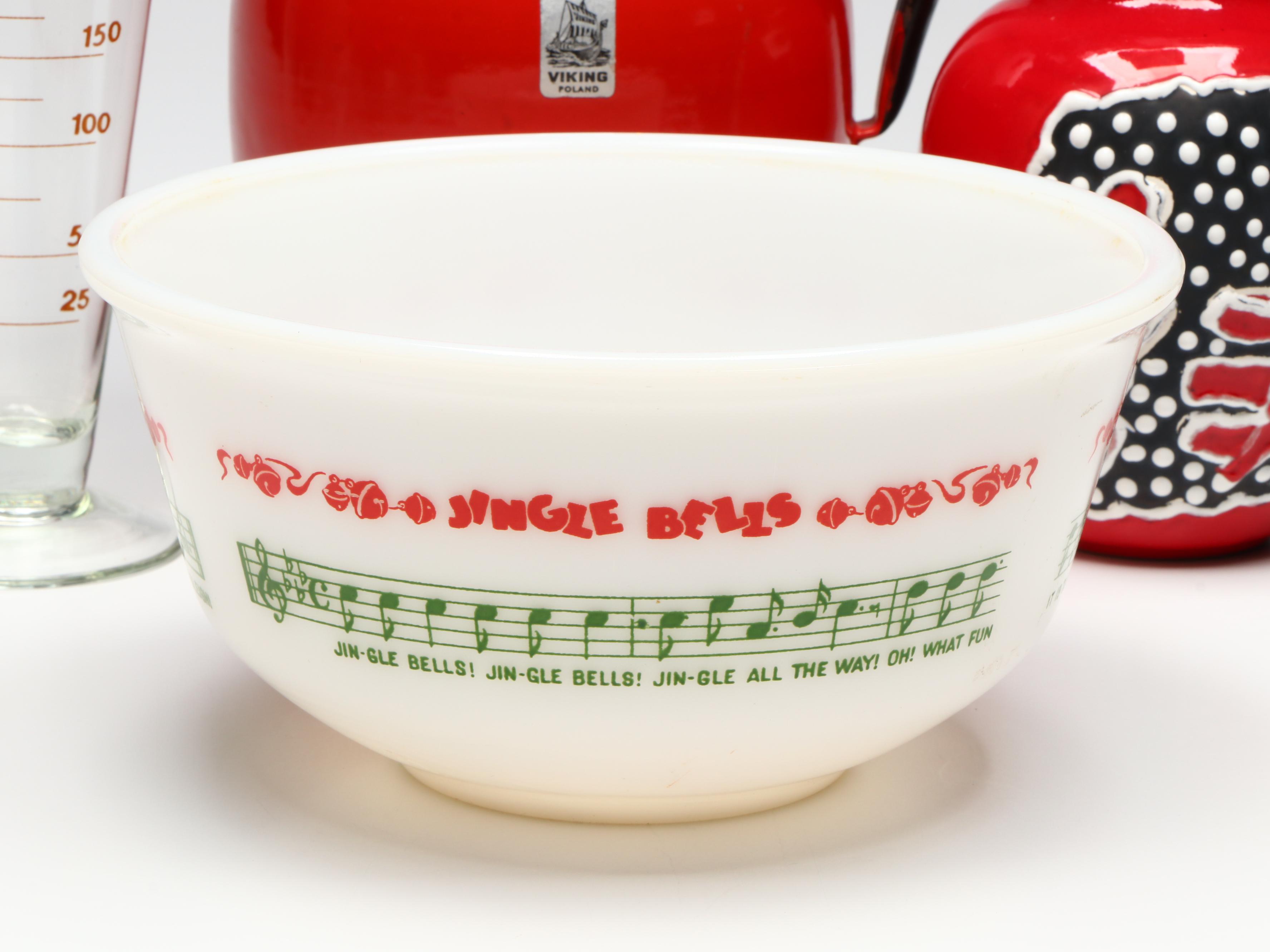 Vintage Hazel Atlas Milk Glass Bowl with Other Decor, Mid to Late 20th Century