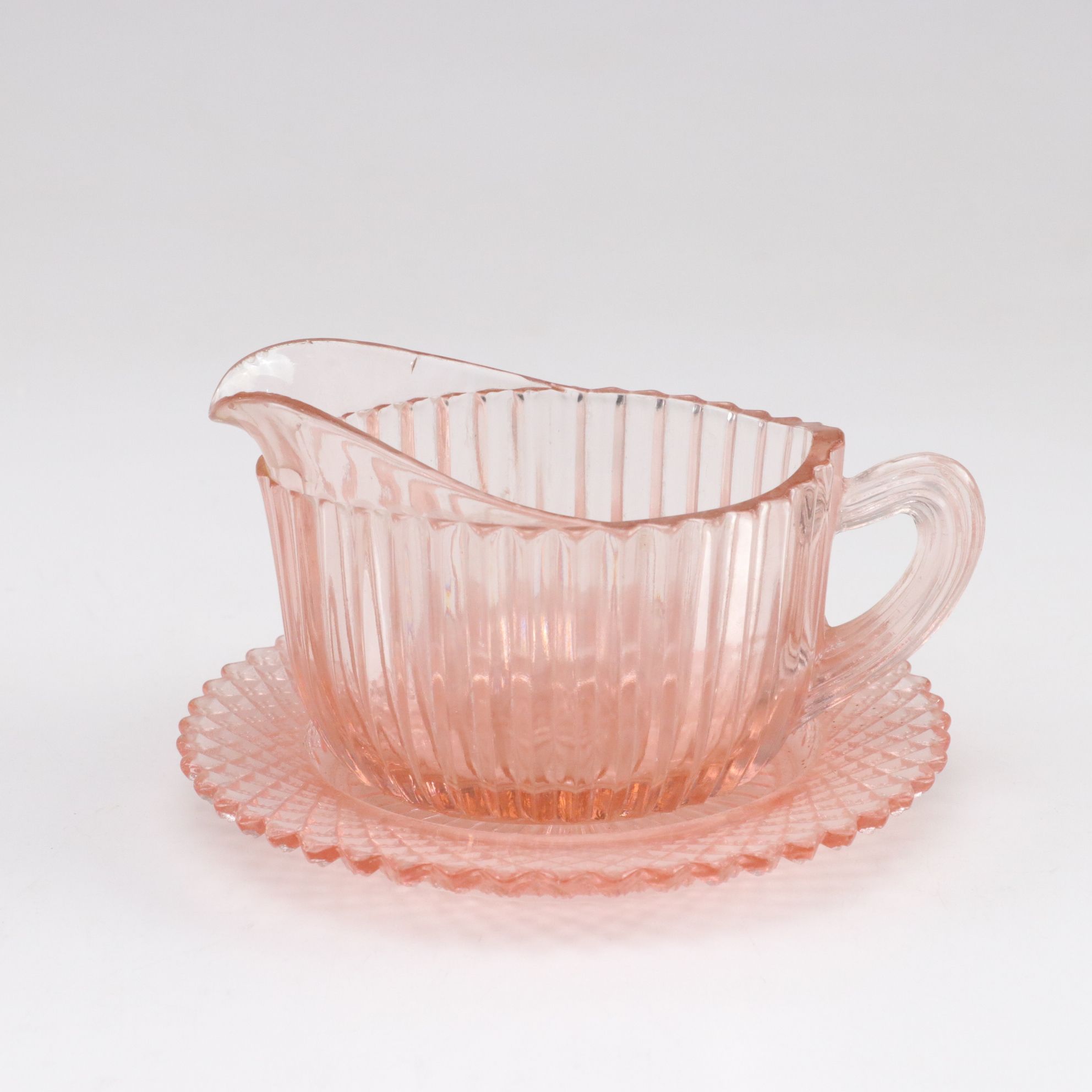 Anchor Hocking Pink Depression Glass, Bareuther Porcelain Vase and Milk Glass