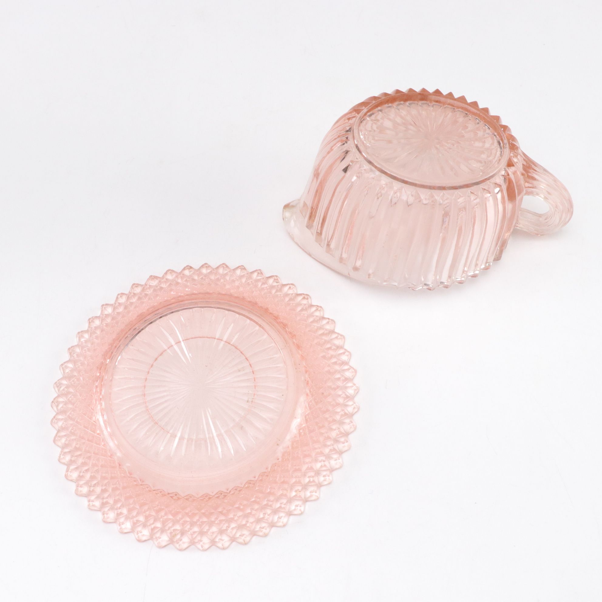 Anchor Hocking Pink Depression Glass, Bareuther Porcelain Vase and Milk Glass