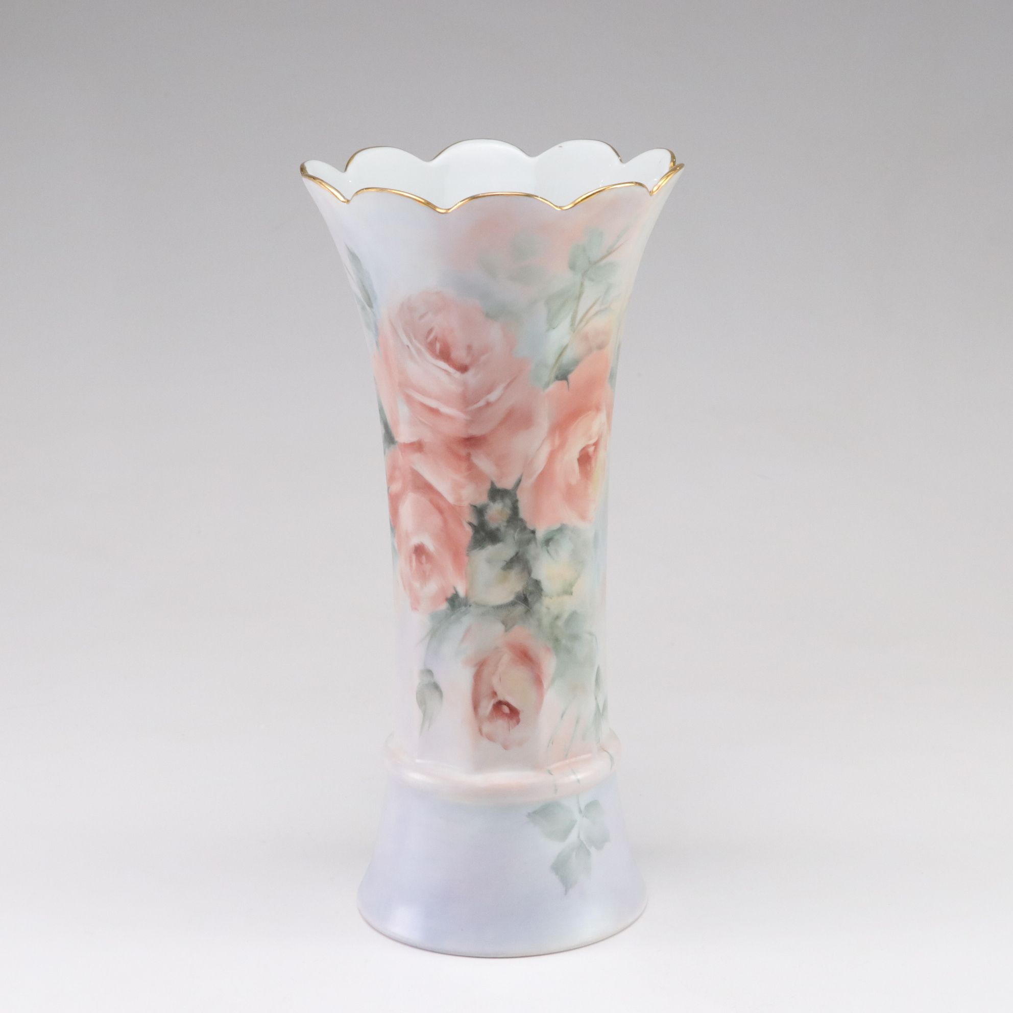 Anchor Hocking Pink Depression Glass, Bareuther Porcelain Vase and Milk Glass