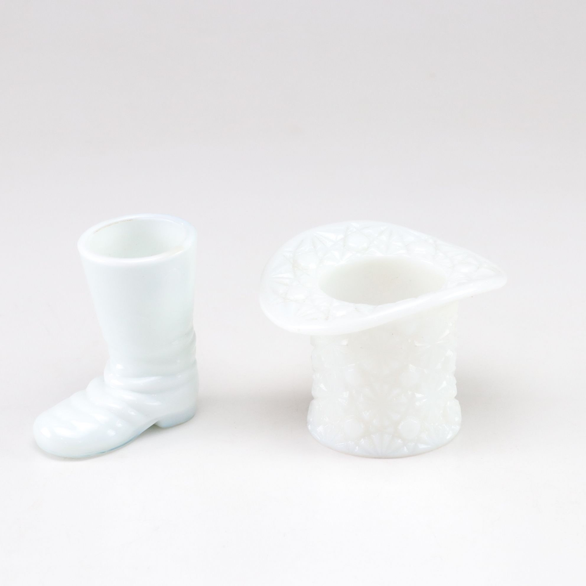 Anchor Hocking Pink Depression Glass, Bareuther Porcelain Vase and Milk Glass