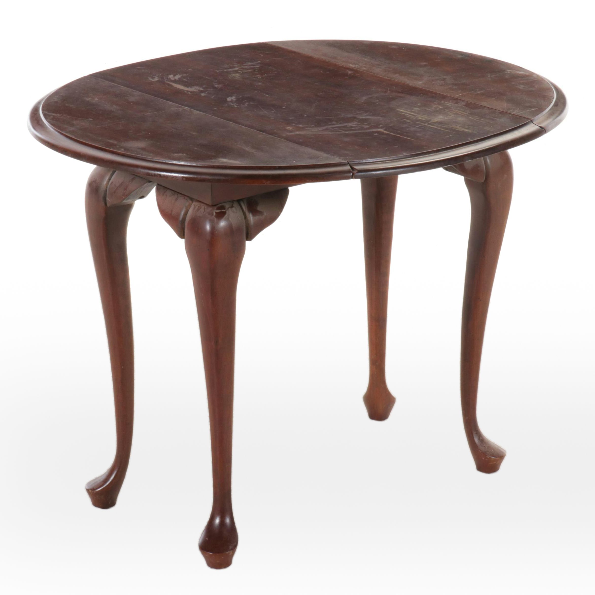 Queen Anne Style Mahogany Drop Leaf Table