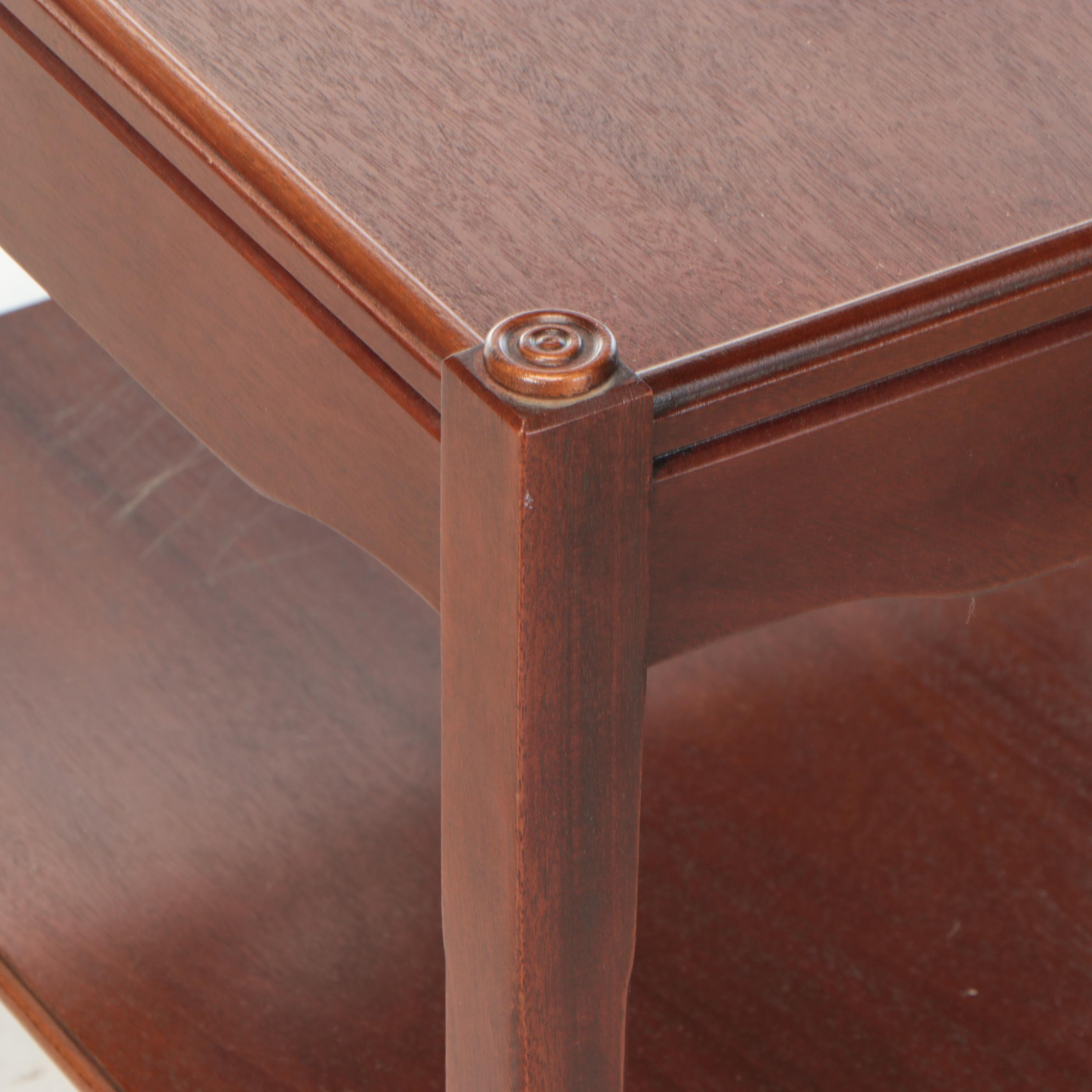 Two-Tiered Mahogany Finish End Table