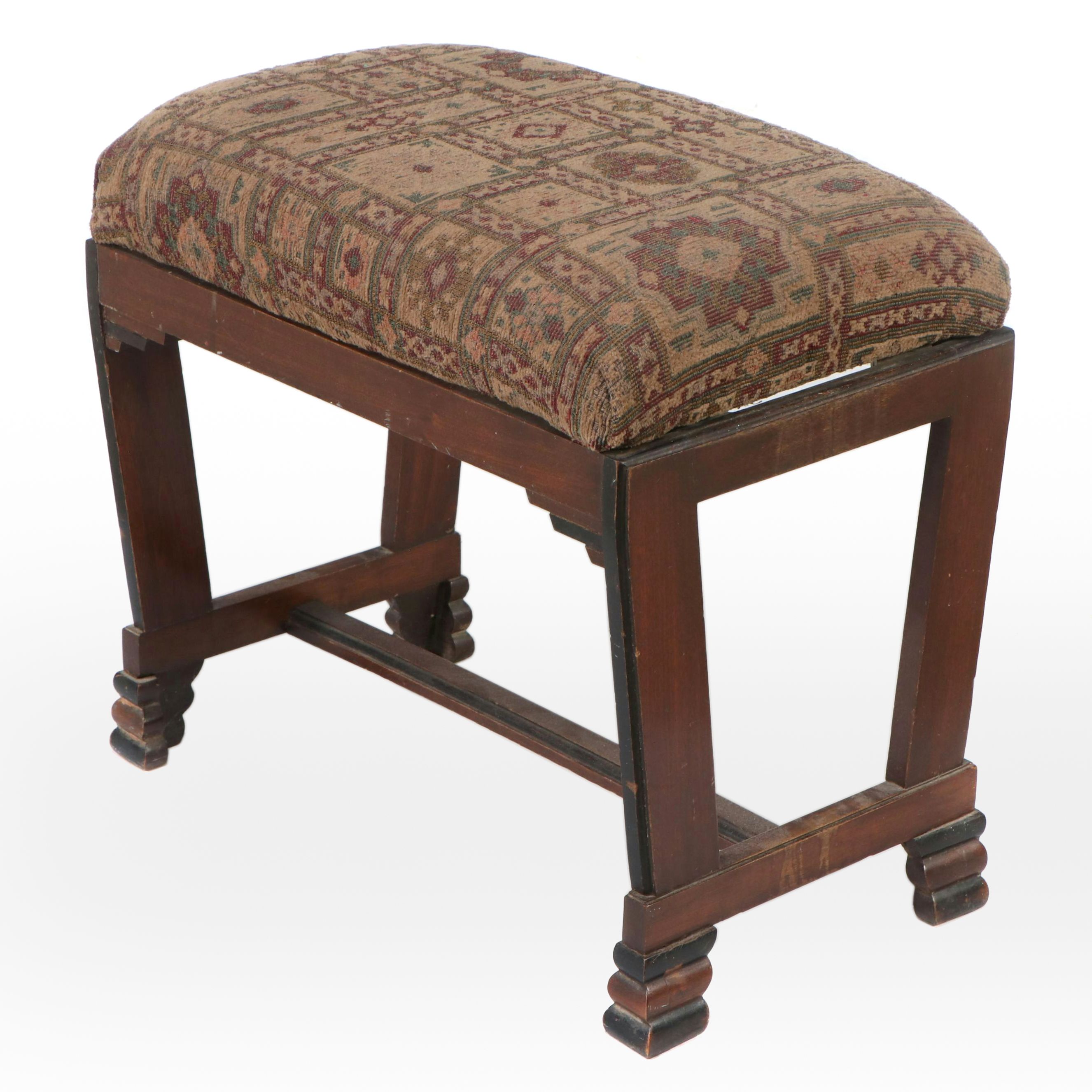 Chippendale Style Upholstered Mahogany Footstool
